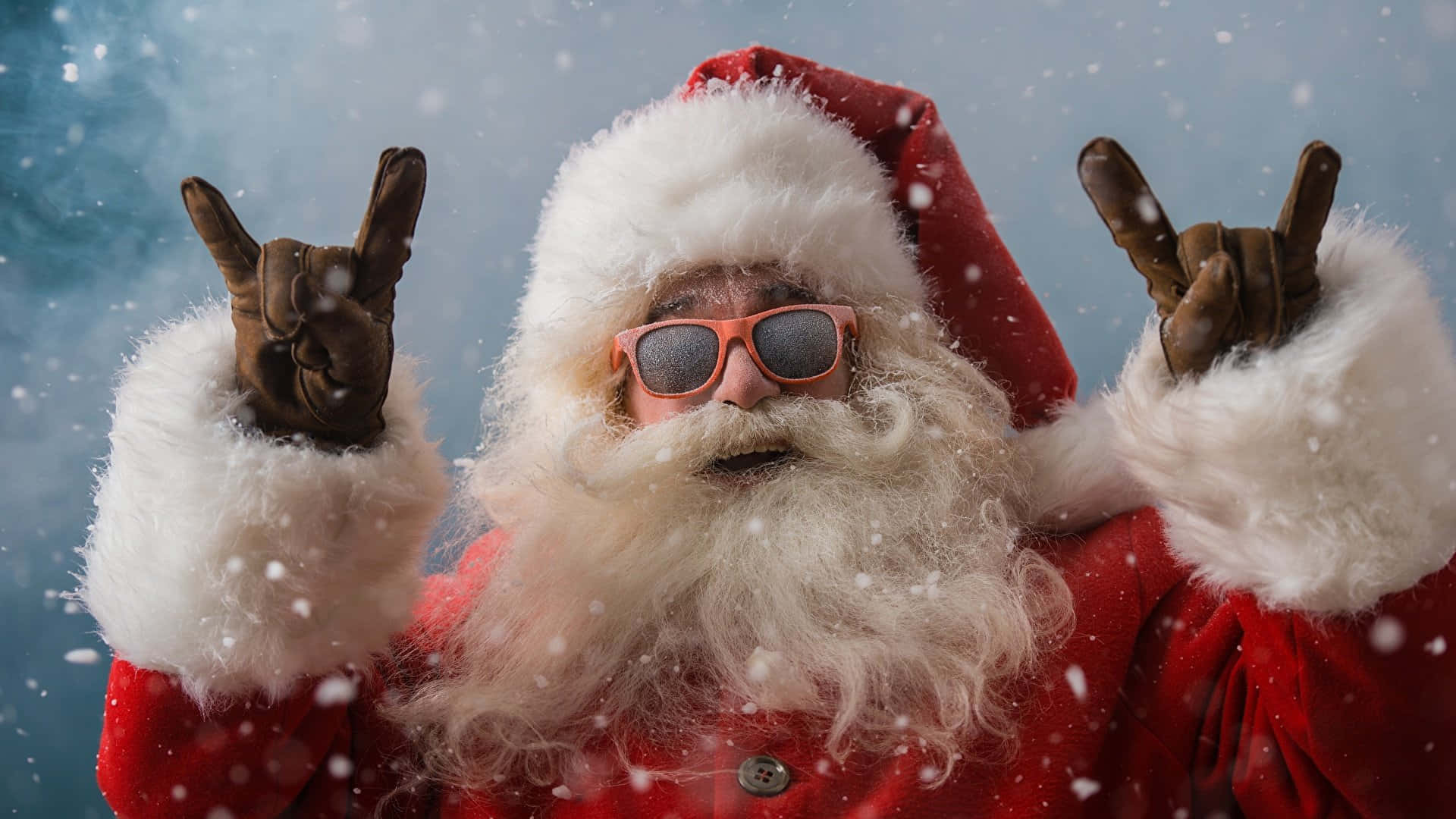Morsom julezoom-bakgrunn med julenissen og rock and roll Bakgrunner