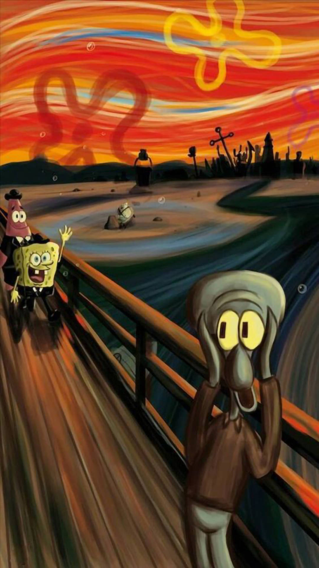 Morsom Squidward Skrik Estetikk Bakgrunner