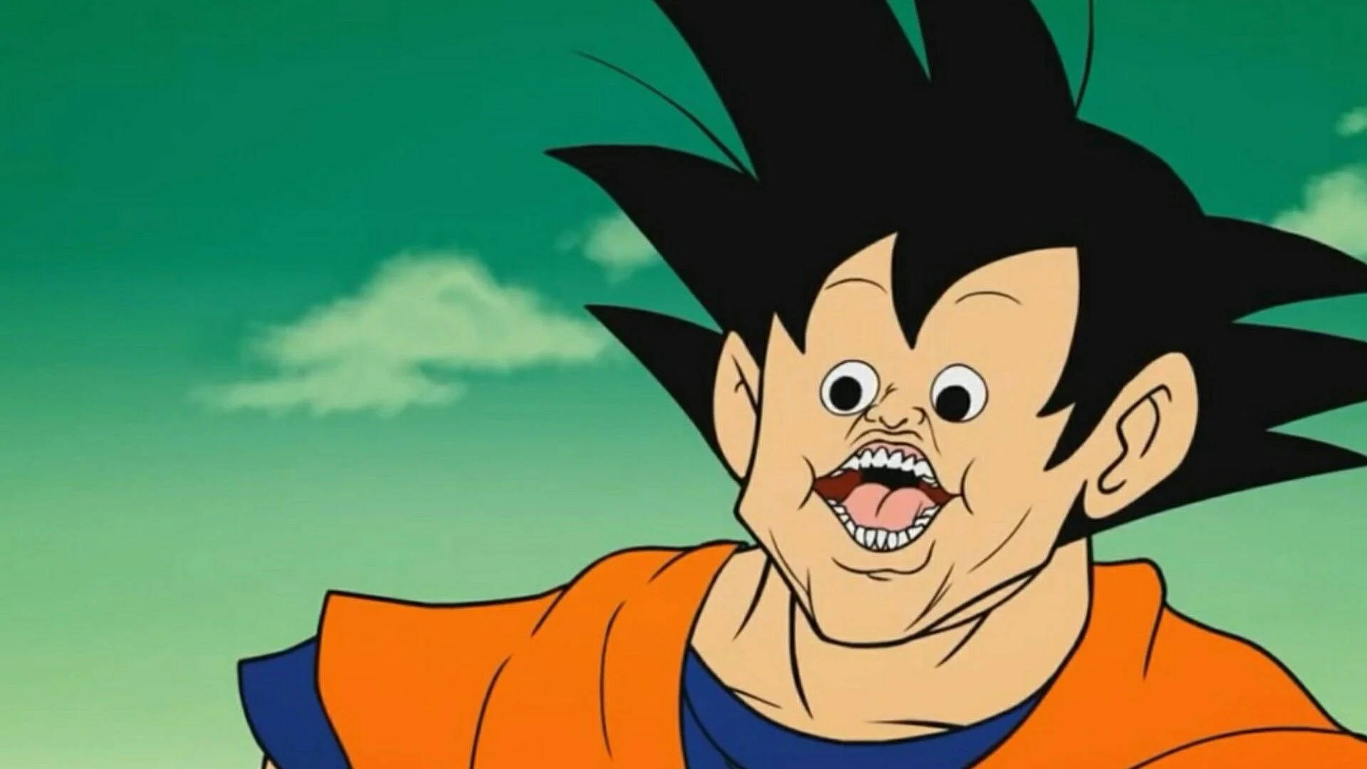 Morsomt anime Goku meme-ansikt Bakgrunner