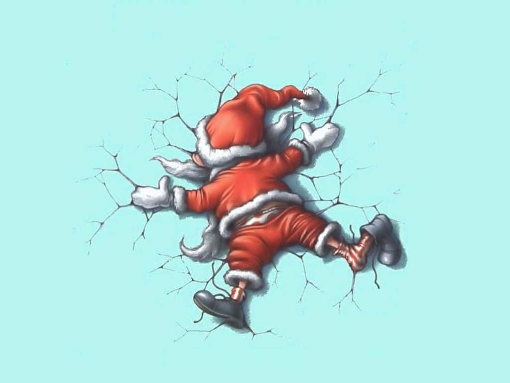 Morsomt juleøyeblikk med julenissen og reinsdyrene Bakgrunner
