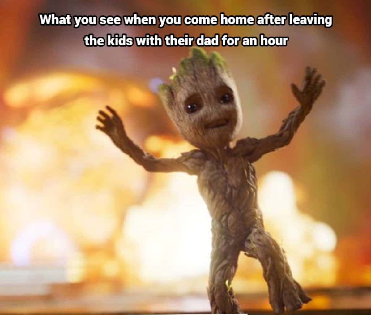 Morsomt Marvel Meme Guardians Of The Galaxy Groot Eksplosjon Bilde Bakgrunner