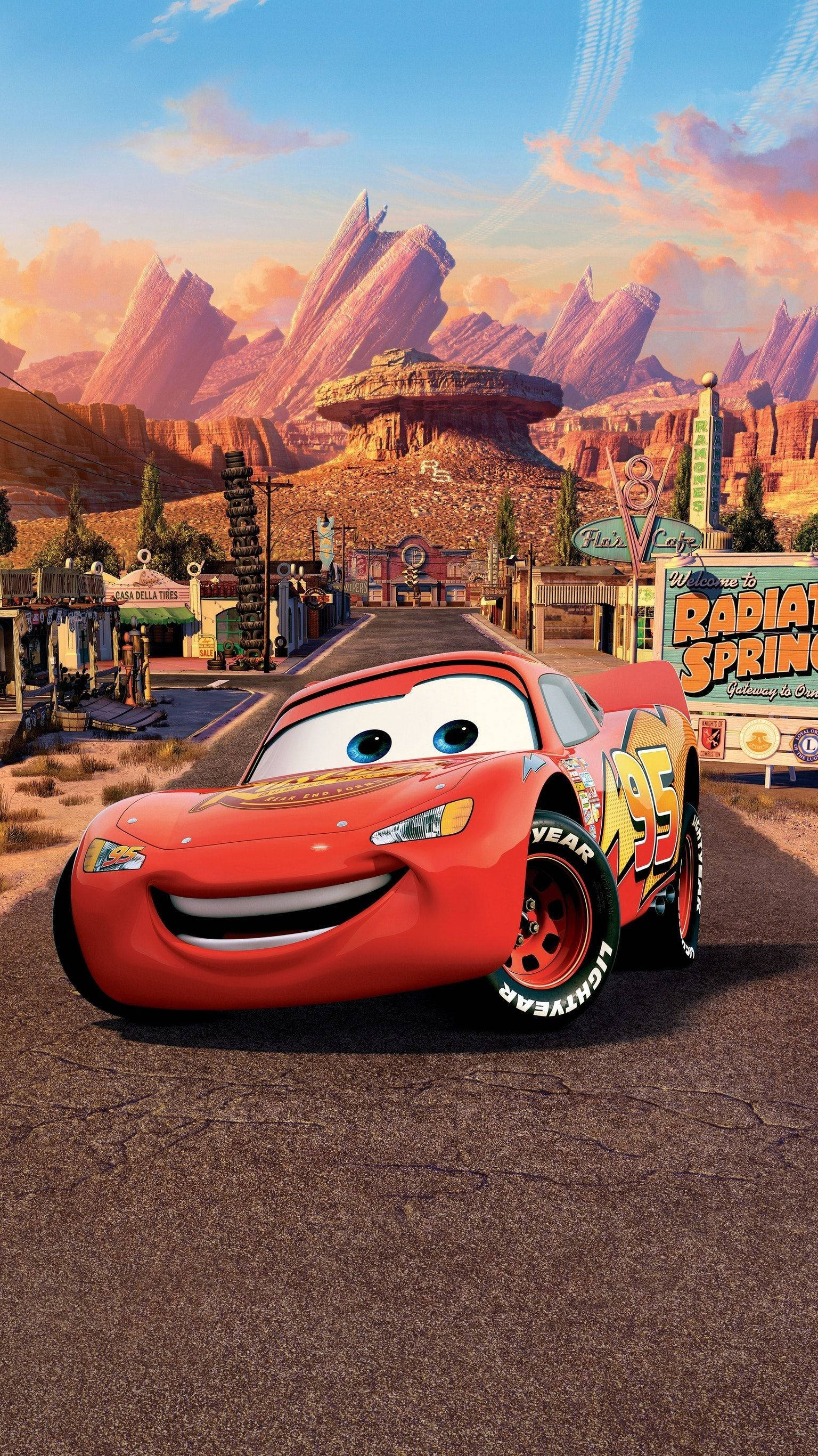 Mountainview bak Lightning McQueen Cars Bakgrunner