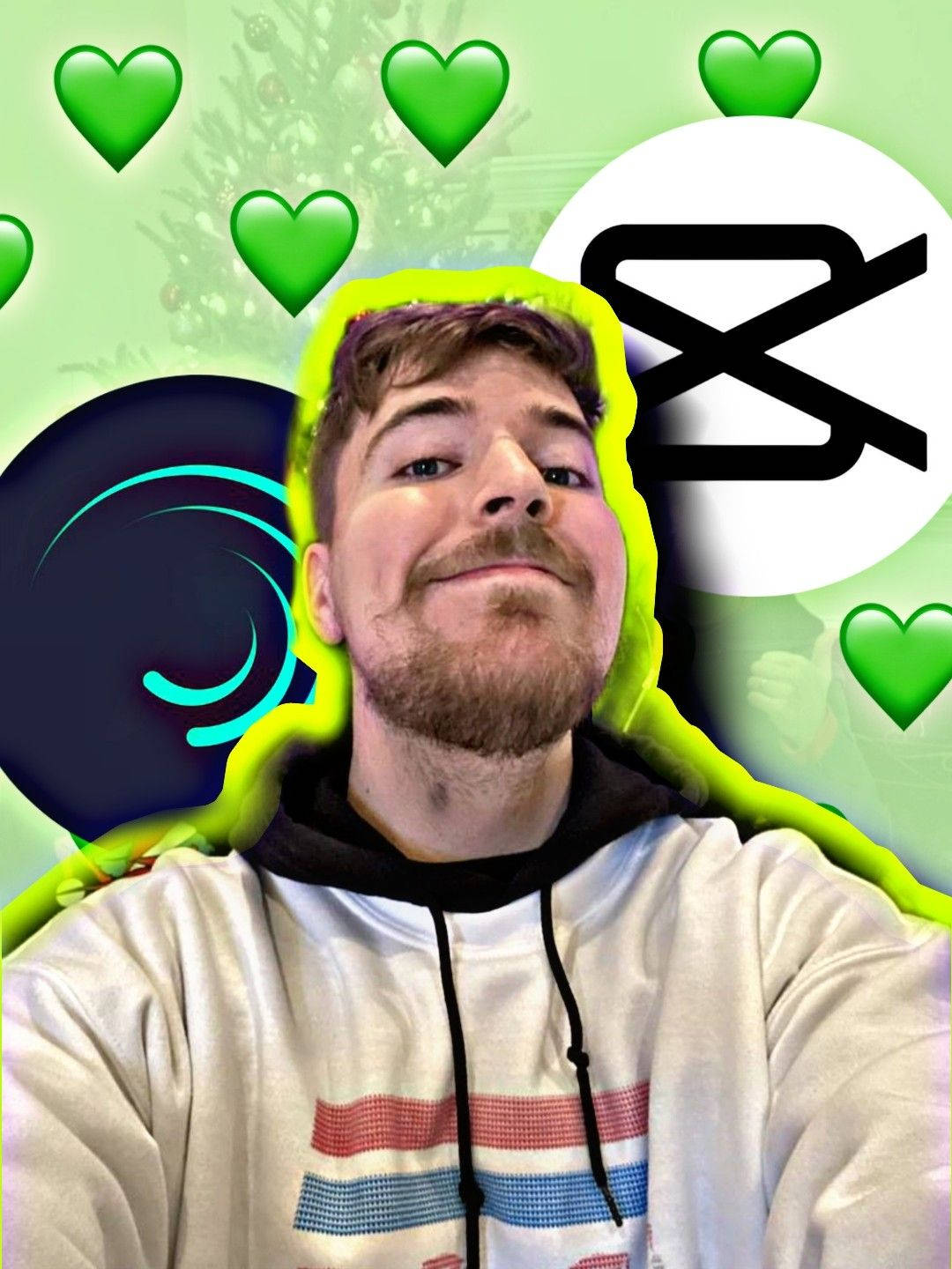 Mr Beast på estetisk grønn bakgrunn Bakgrunner