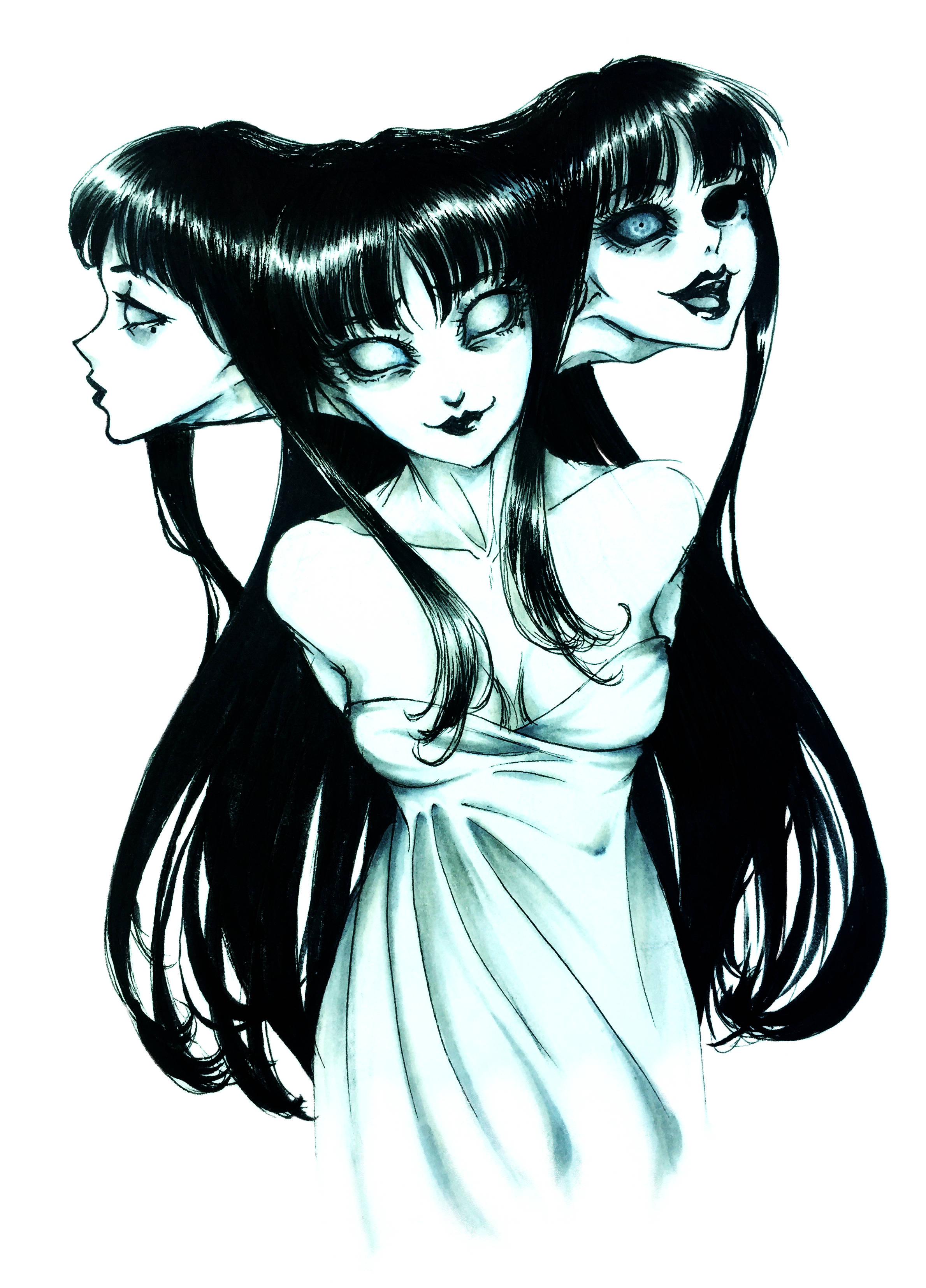 Mørk anime Tomie med tre hoder Bakgrunner