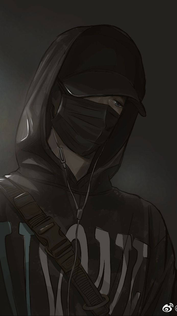 Mørk animegutt med maske og hettegenser Bakgrunner