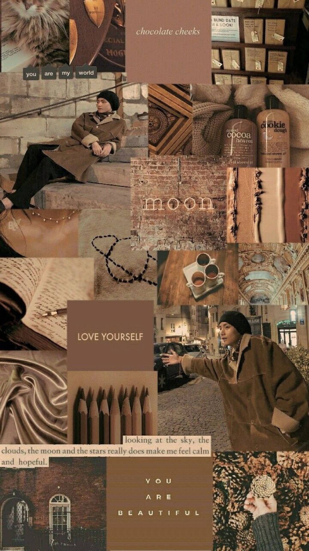 Mørk estetisk beige collage Bakgrunner