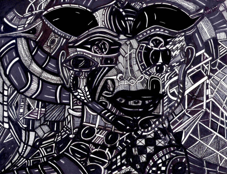 Mørkt trippy abstrakt ansikt Bakgrunner