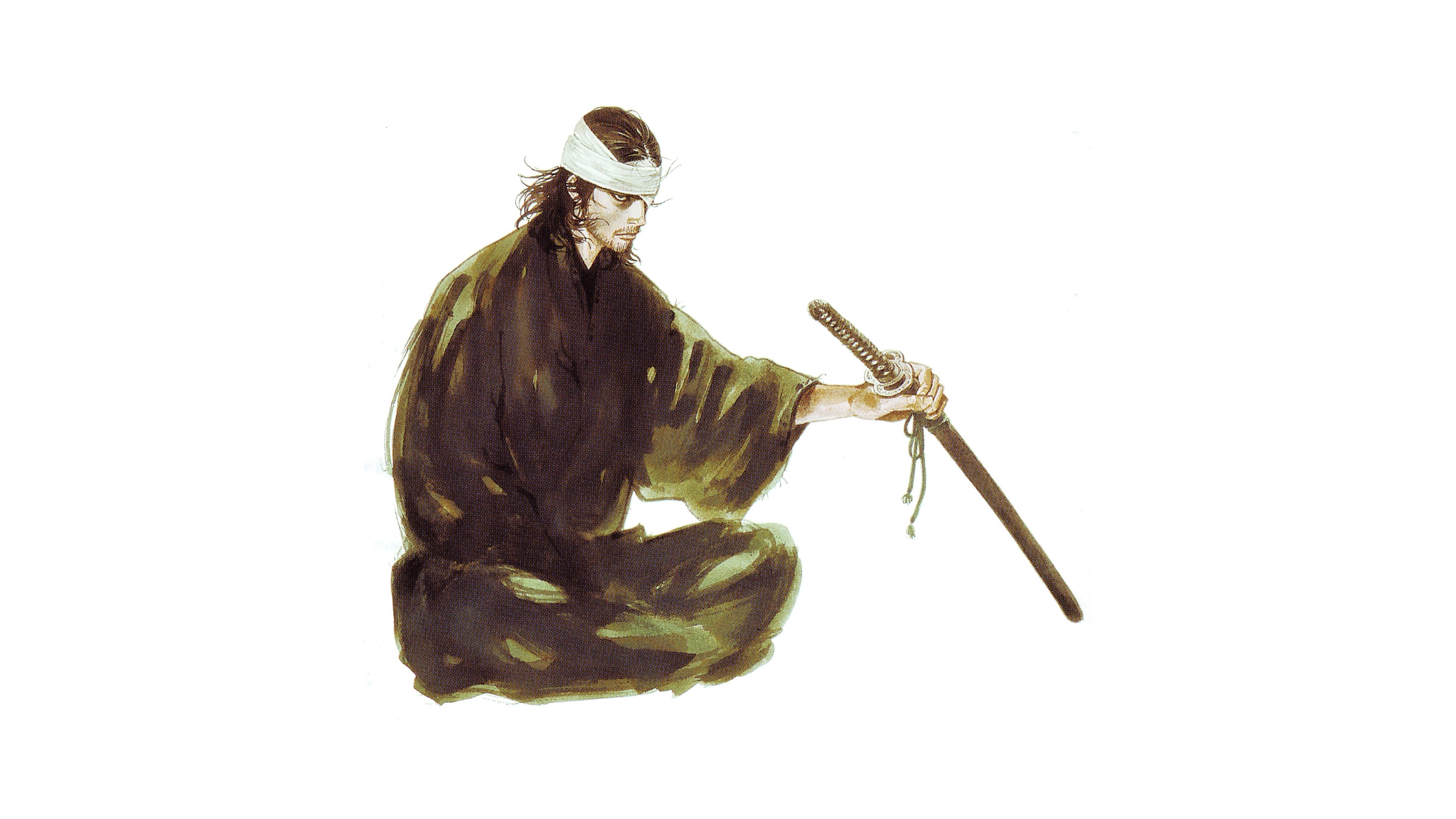 Musashi Vagabond som holder sverd Bakgrunner