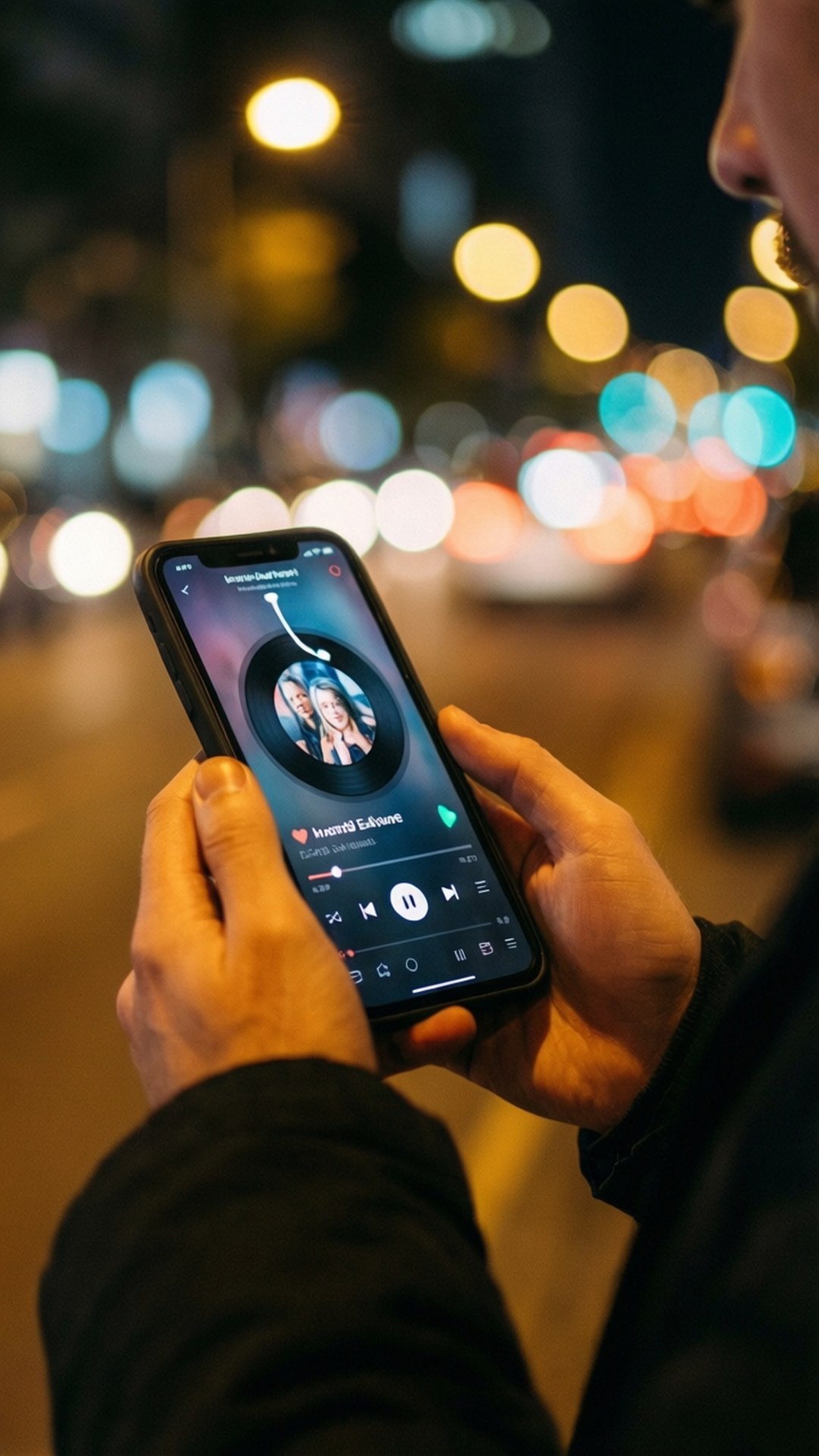 Musikk-app om natten Bakgrunner