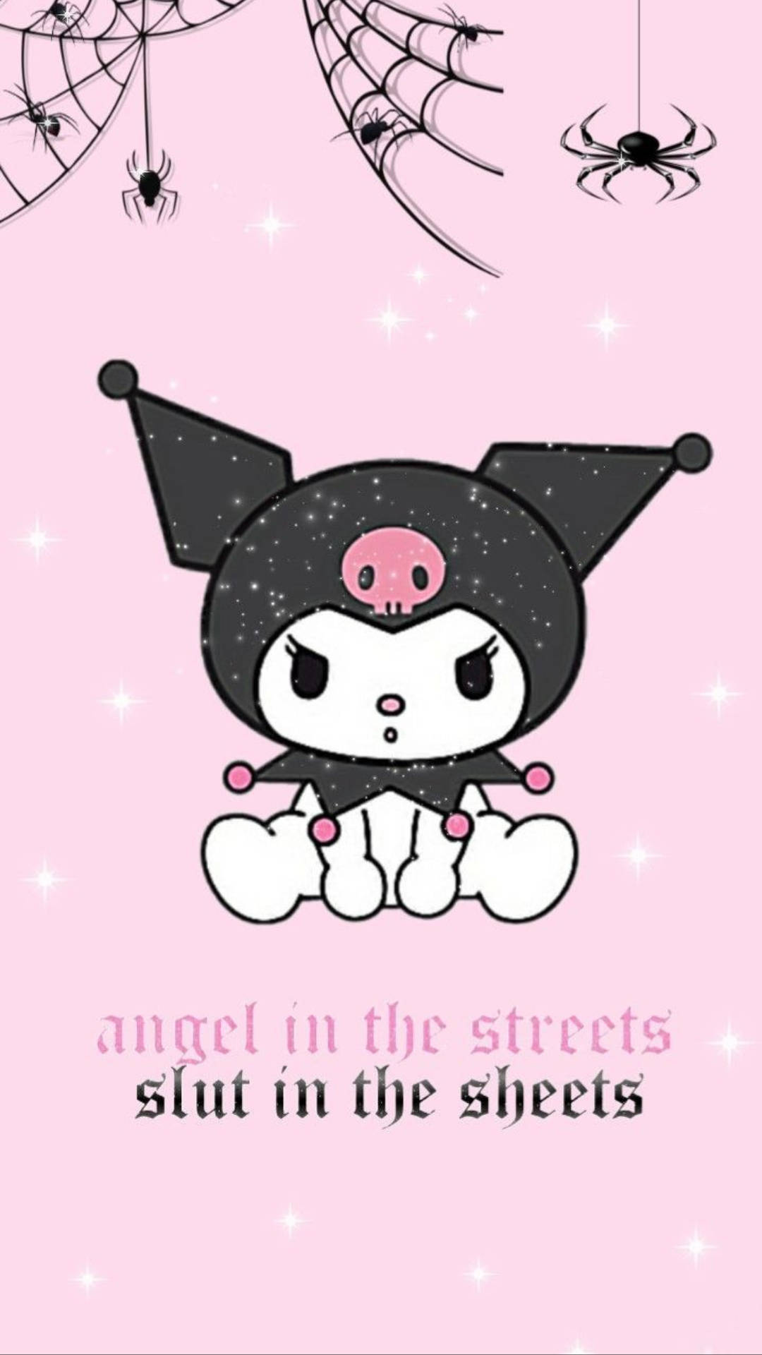 My Melody Kuromi med edderkopper og spindelvev Bakgrunner