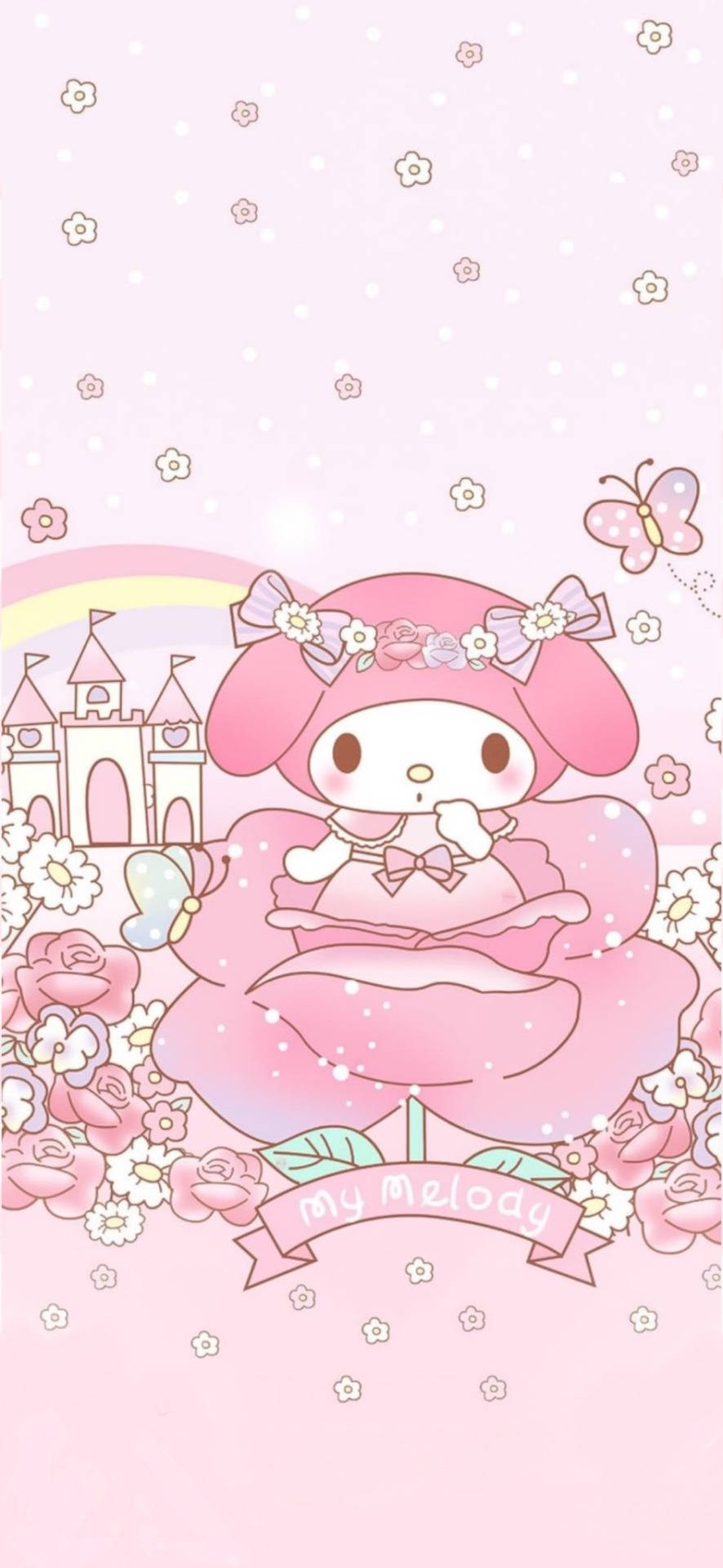 My Melody Og Rose Blomst Bakgrunner