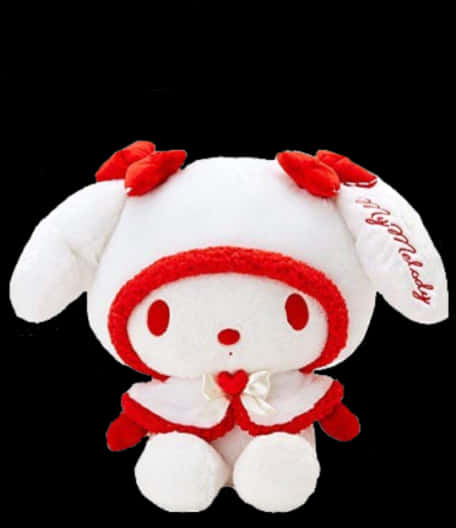My Melody Plush Toy Rød Hvit Bakgrunner