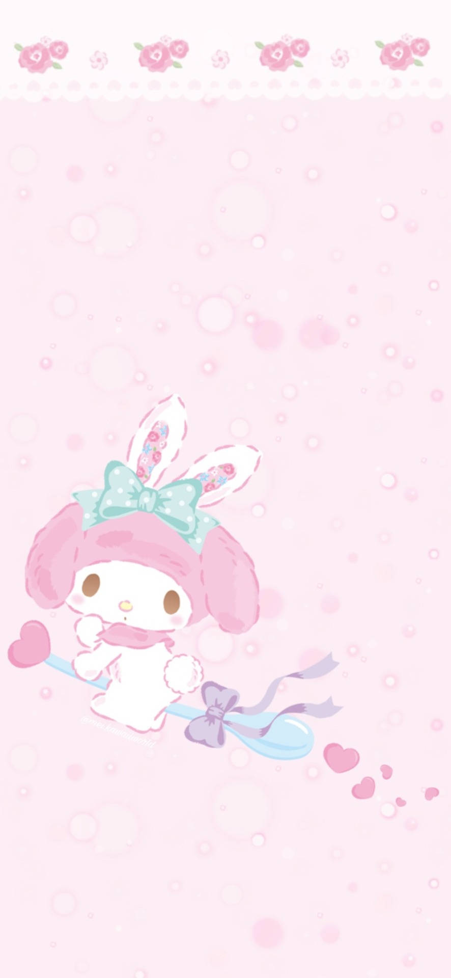 My Melody Rir På En Skje Bakgrunner