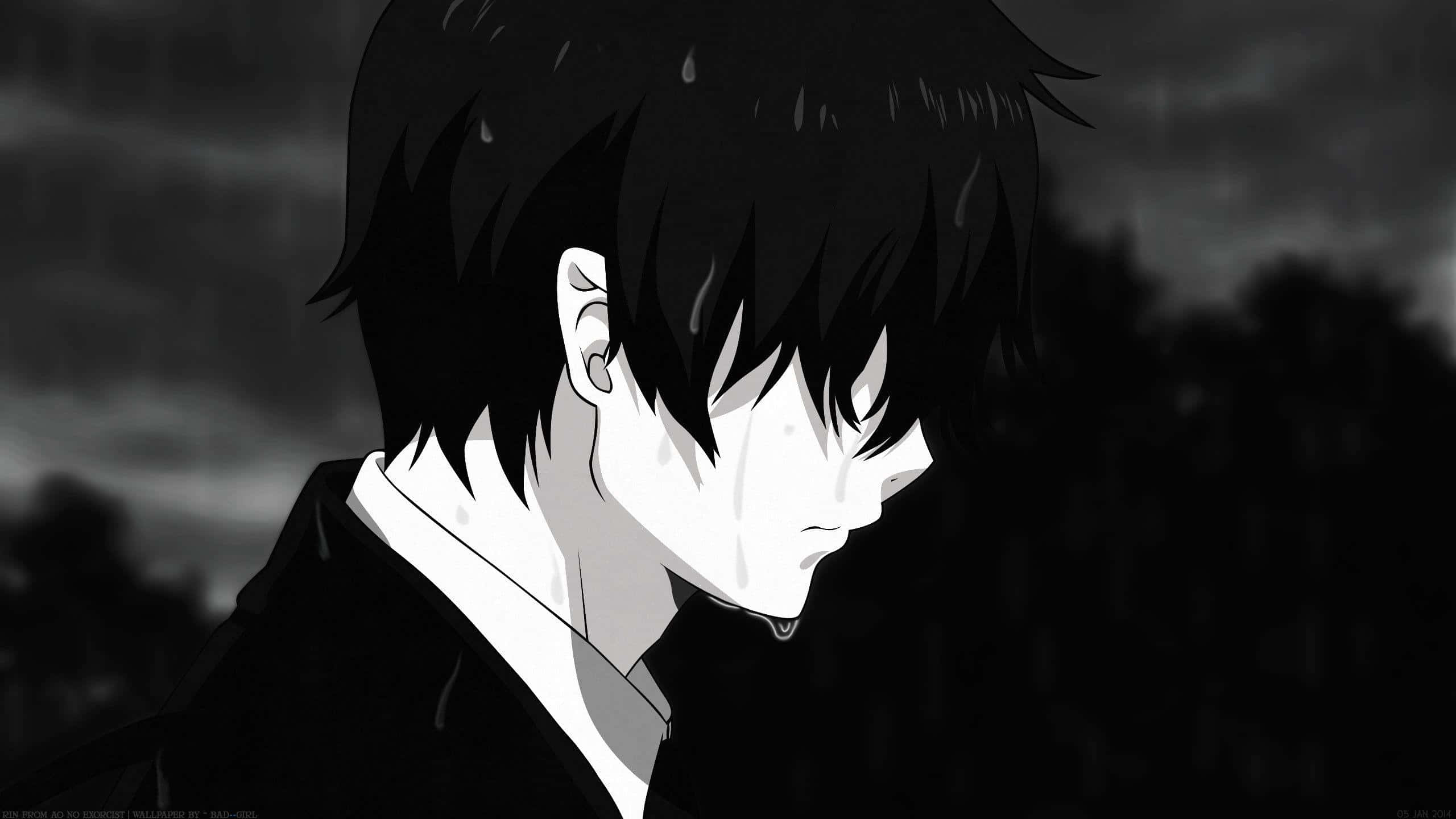Mystisk animekarakter i svart-hvitt Bakgrunner