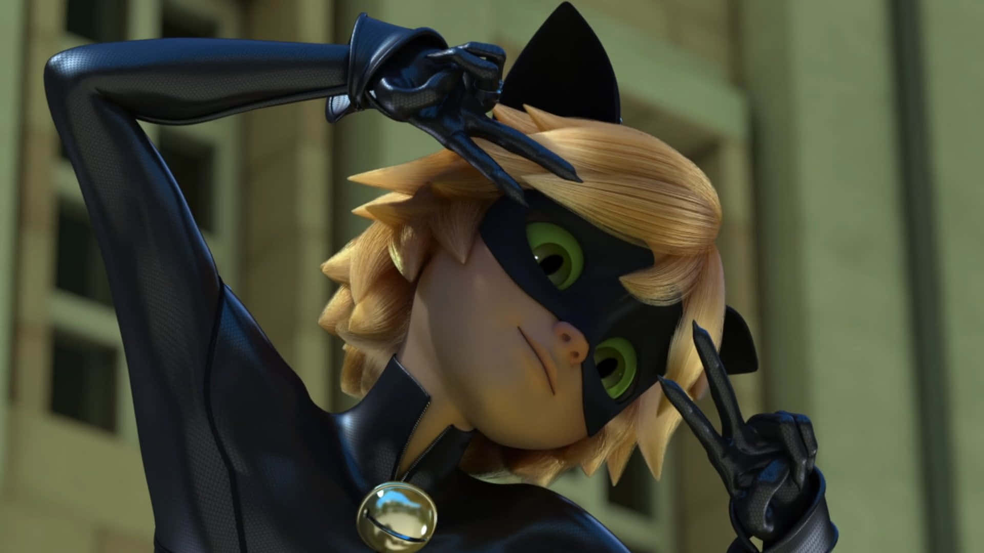 Mystisk Cat Noir i full aksjon Bakgrunner