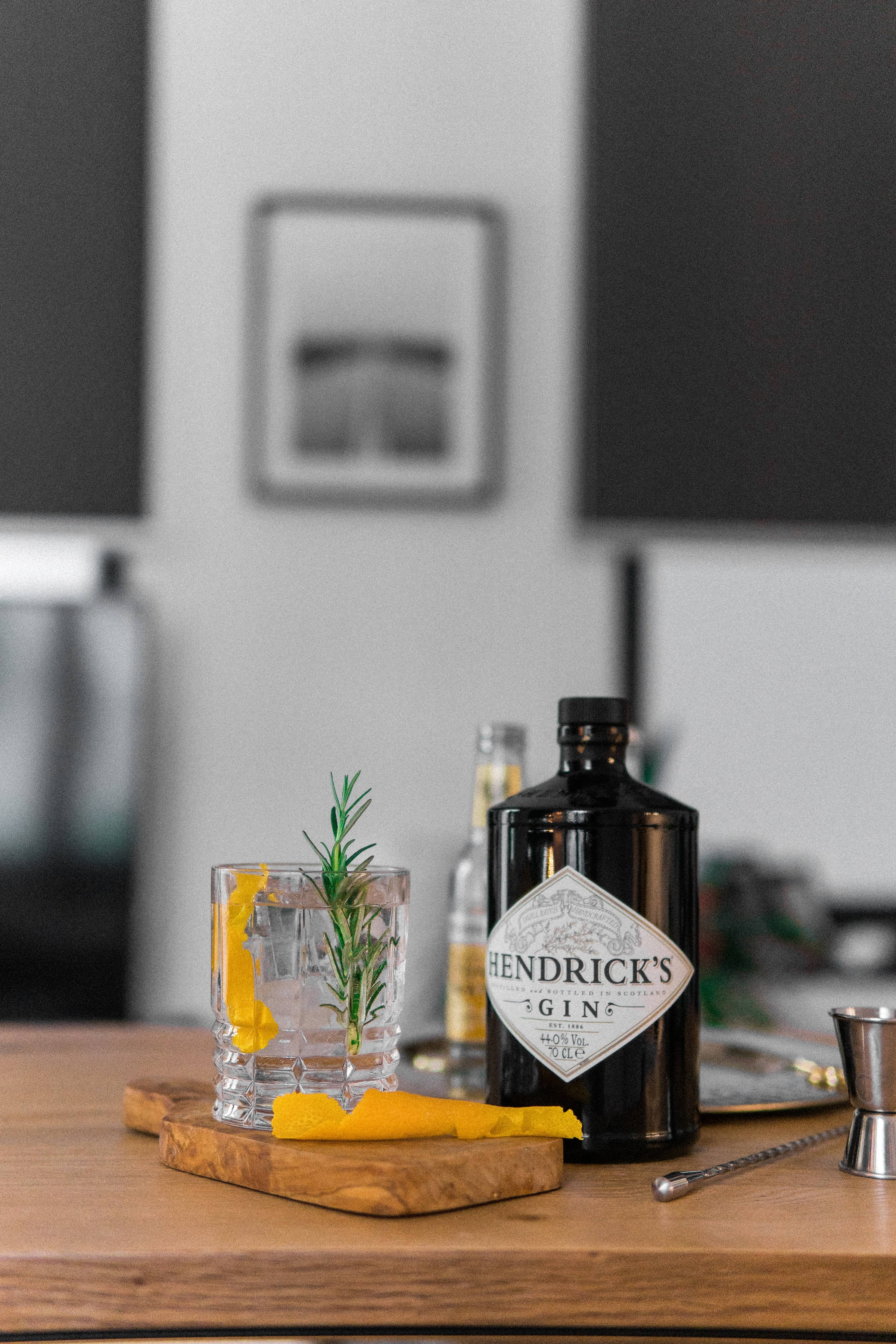 Nærbilde av Hendrick's Gin-flaske Bakgrunner