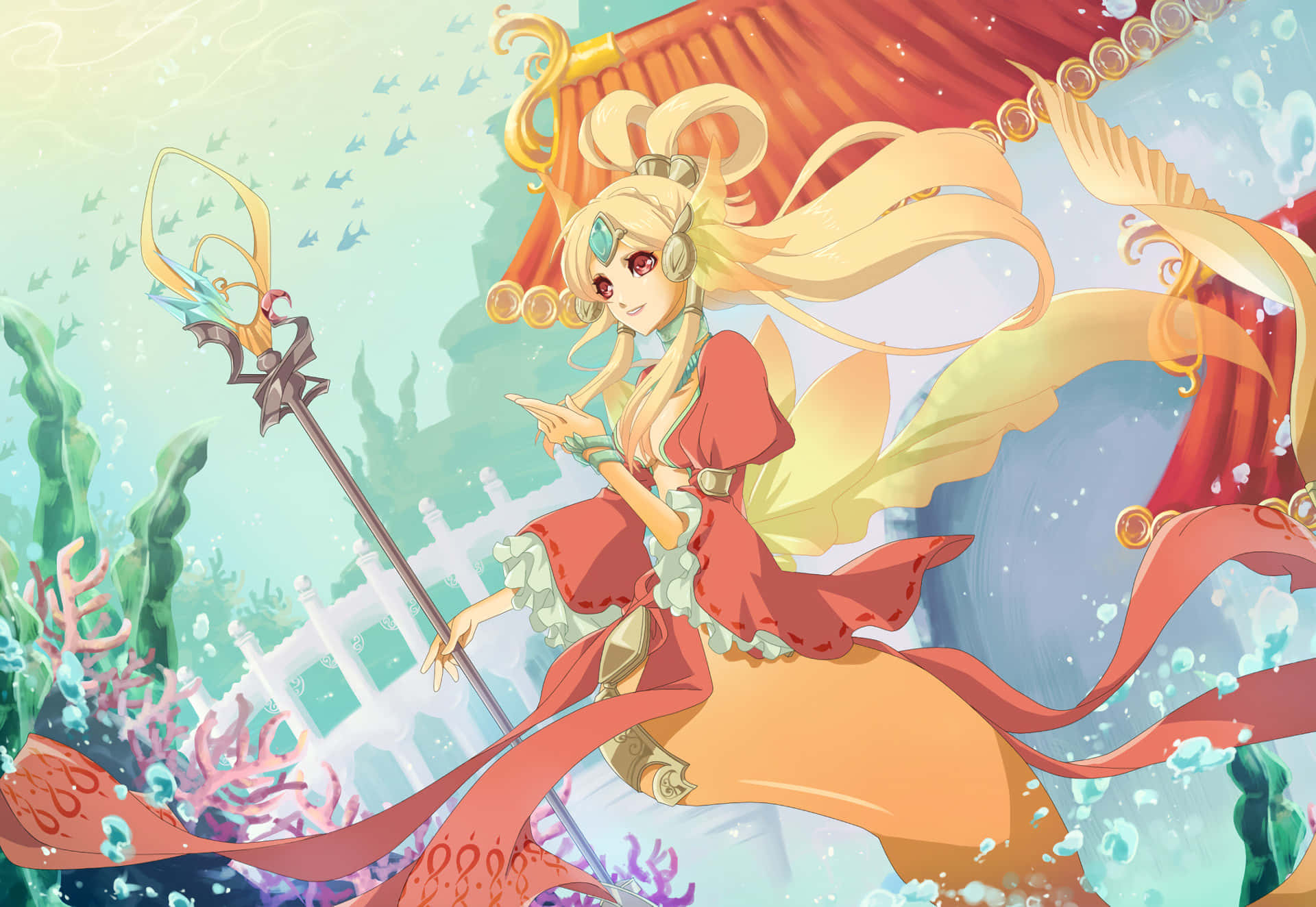 Nami fra One Piece i sin ikoniske gule drakt med et bestemt blikk Bakgrunner
