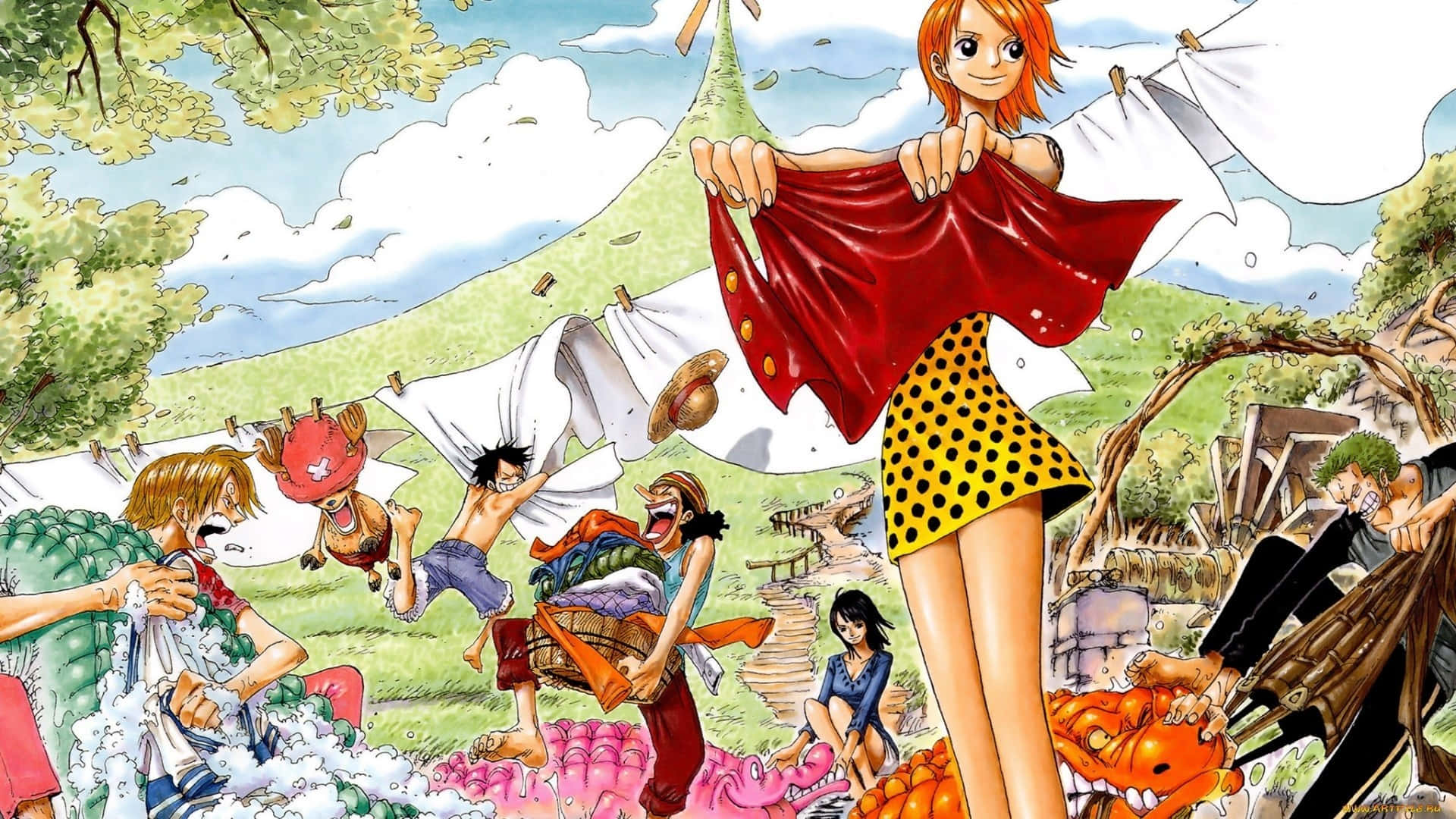 Nami One Piece henger vasket tøy Bakgrunner