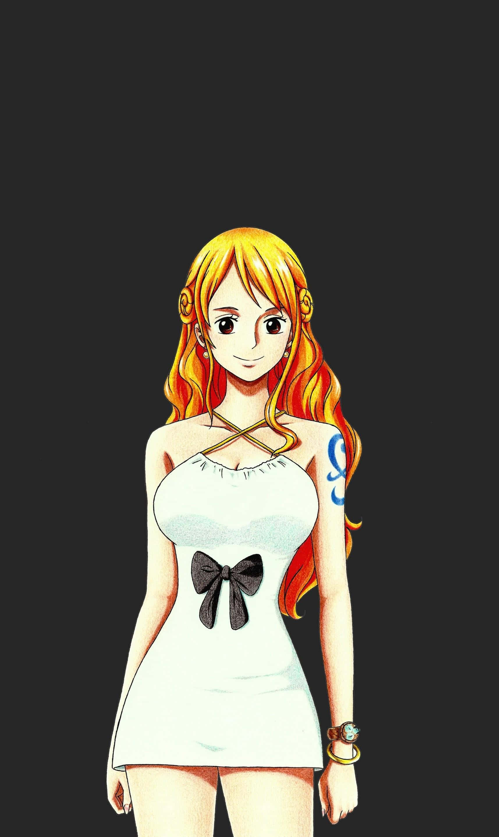 Nami One Piece i hvit minikjole Bakgrunner