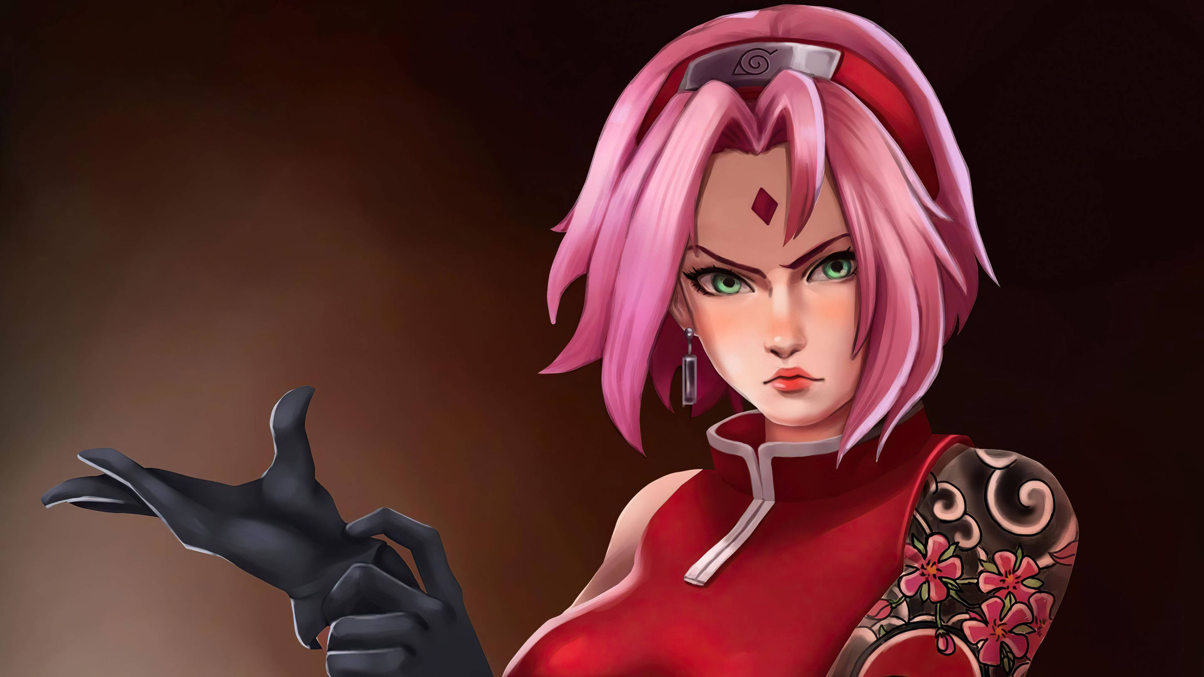 Naruto 4K Attraktiv Sakura Bakgrunner