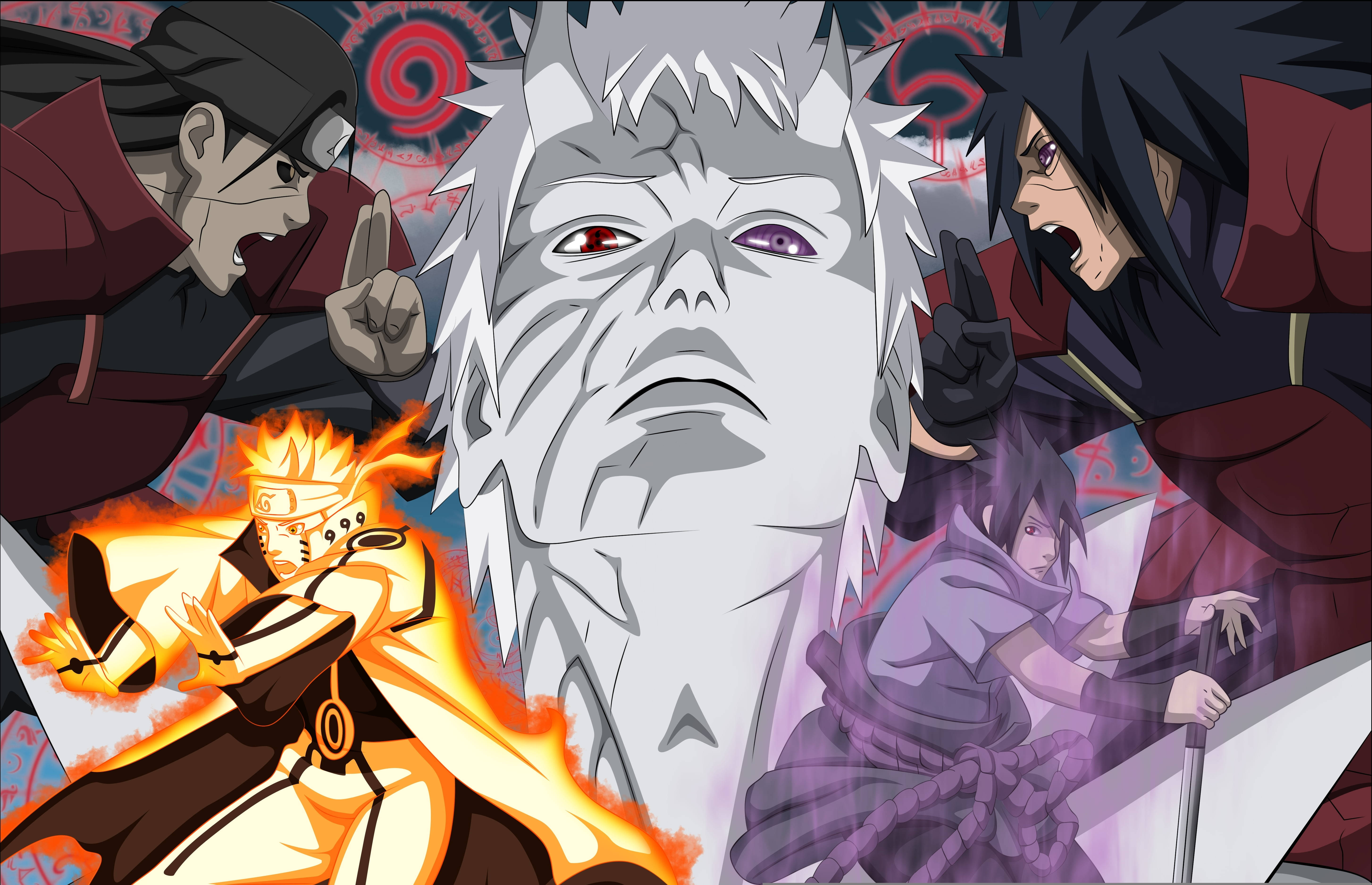 Naruto 4K Obito og Uchiha Bakgrunner