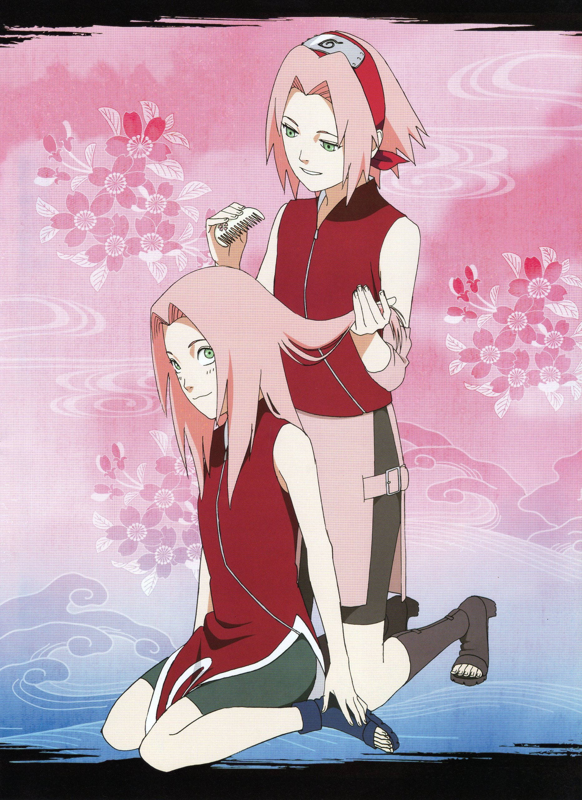 Naruto Anime Ung og Voksen Sakura Bakgrunner