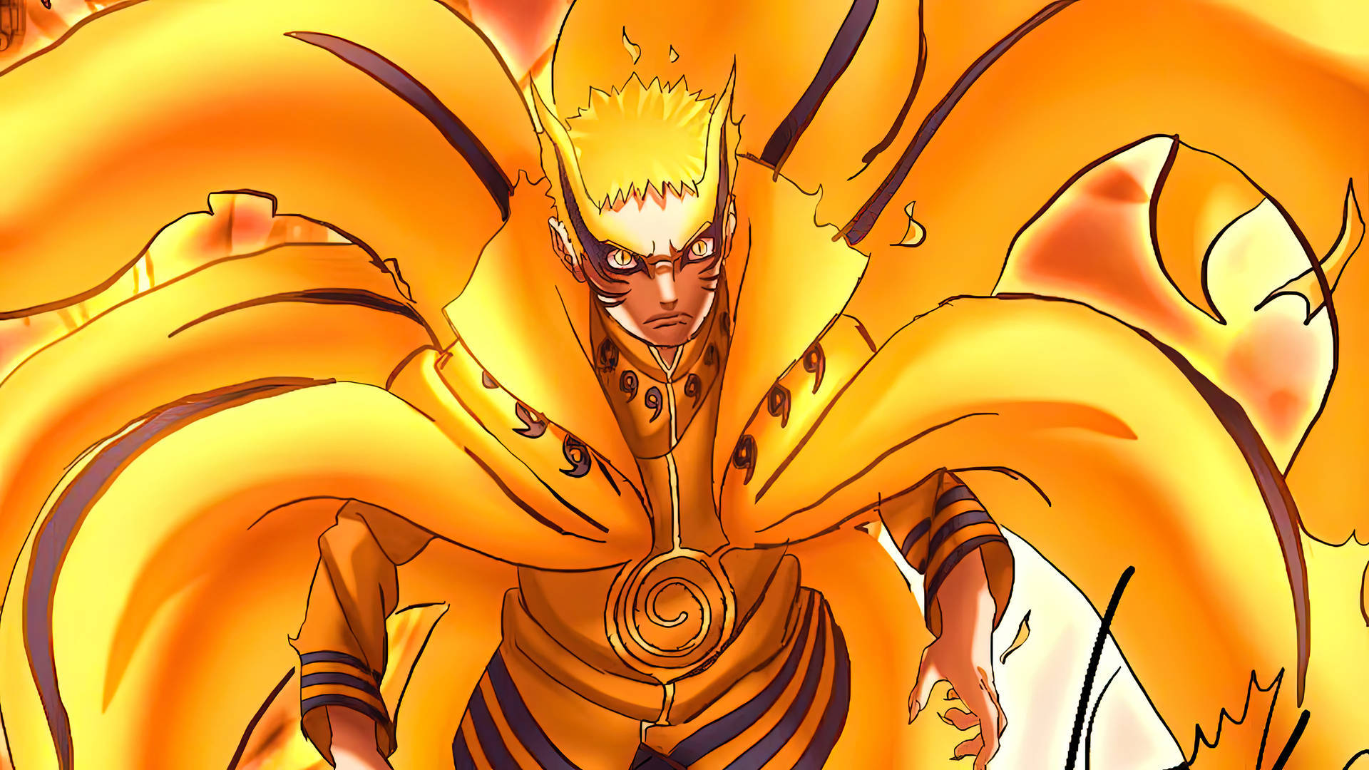 Naruto Baryon Mode Orange Kunstverk Bakgrunner