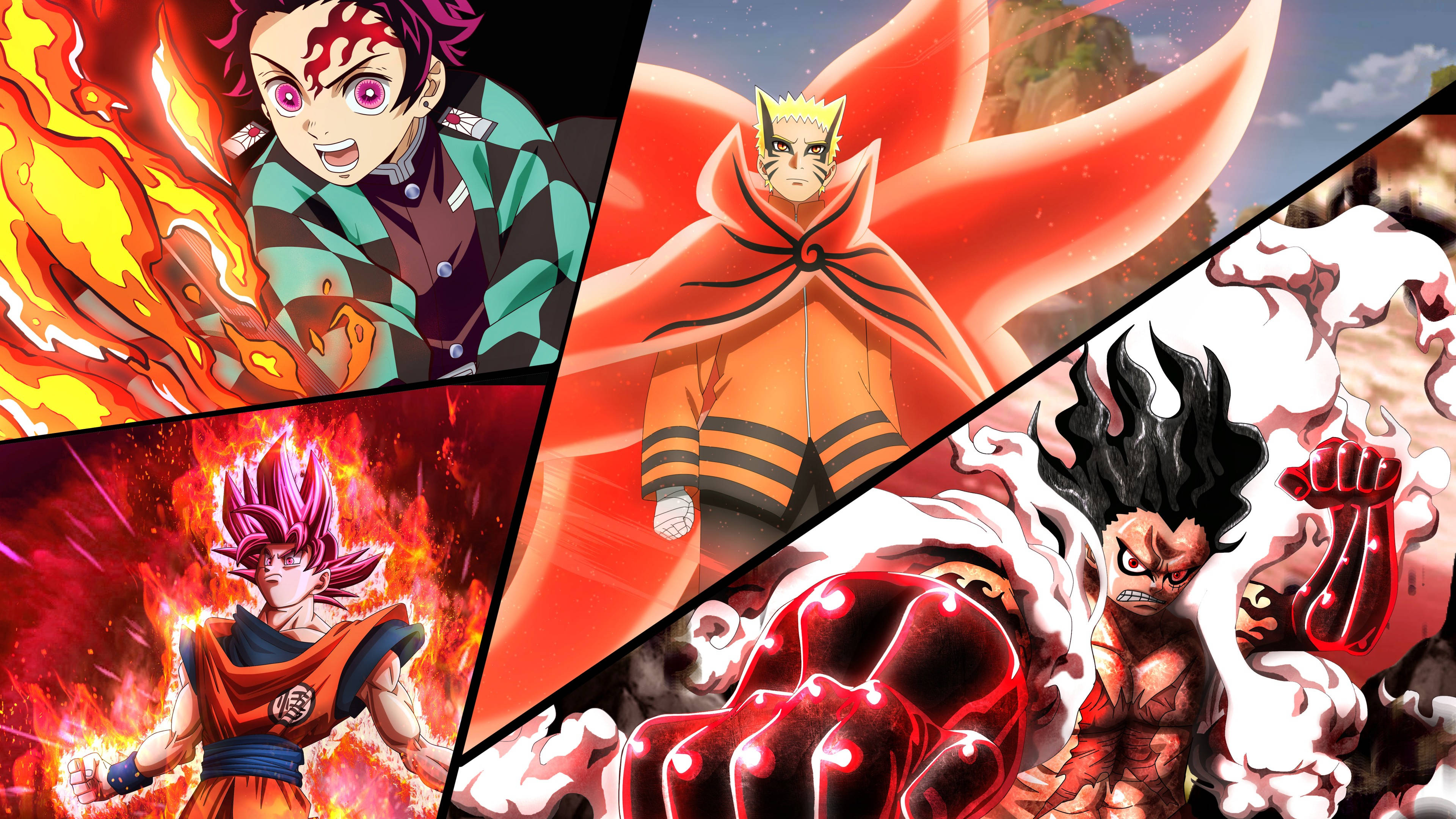 Naruto Baryon-modus Anime Collage Bakgrunner