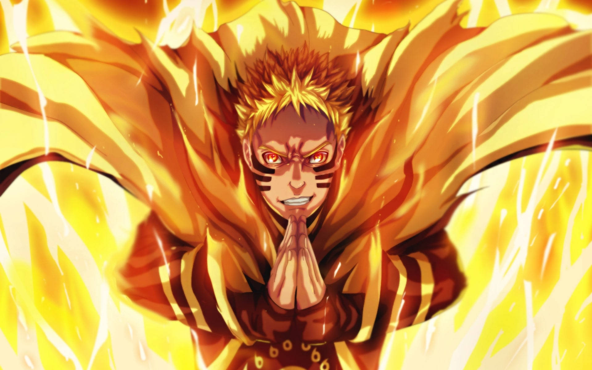 Naruto Baryon-modus gule flammer Bakgrunner