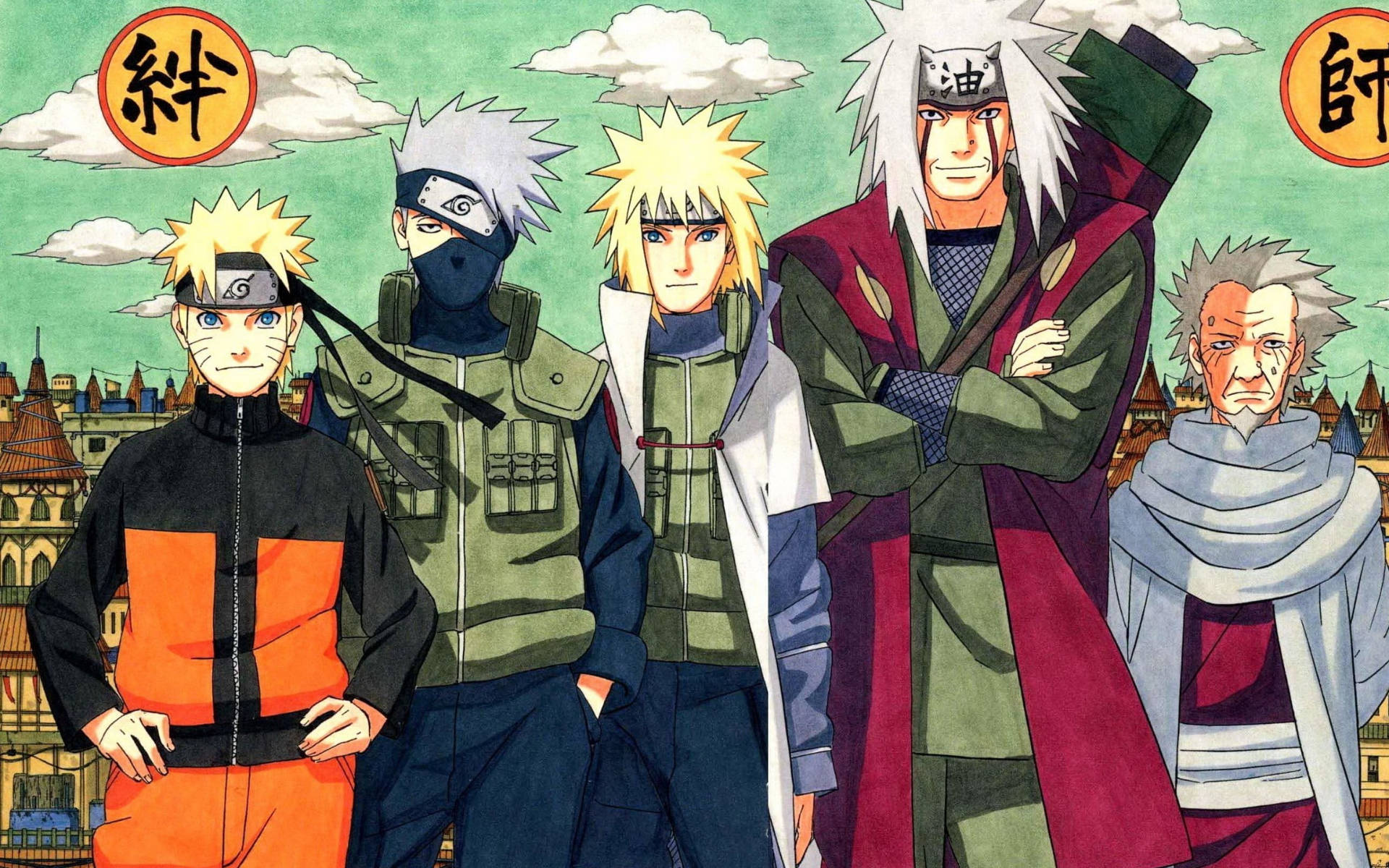 Naruto-karakterer Konoha-landsbyen Bakgrunner