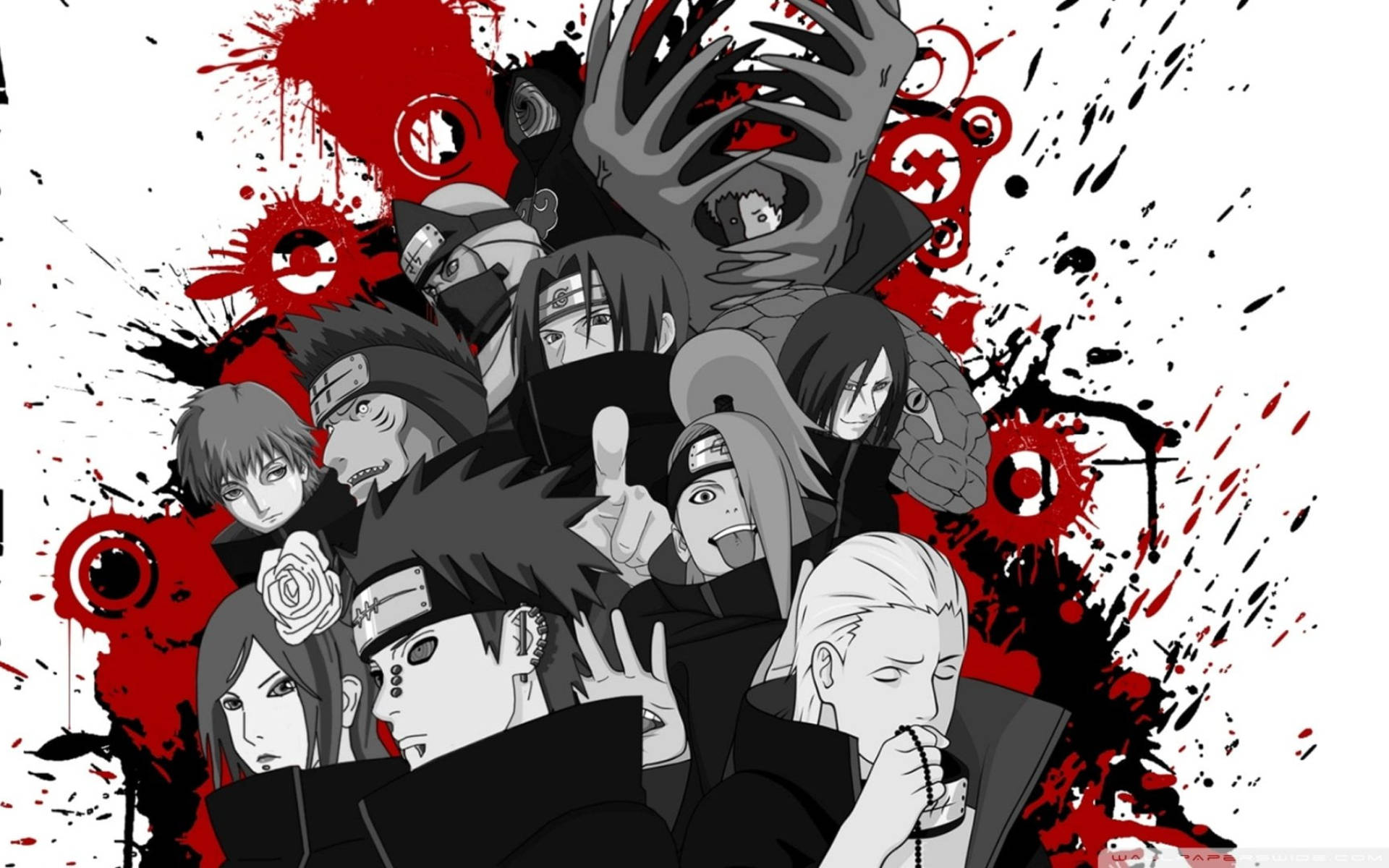 Naruto-karakterer Akatsuki gråskala Bakgrunner