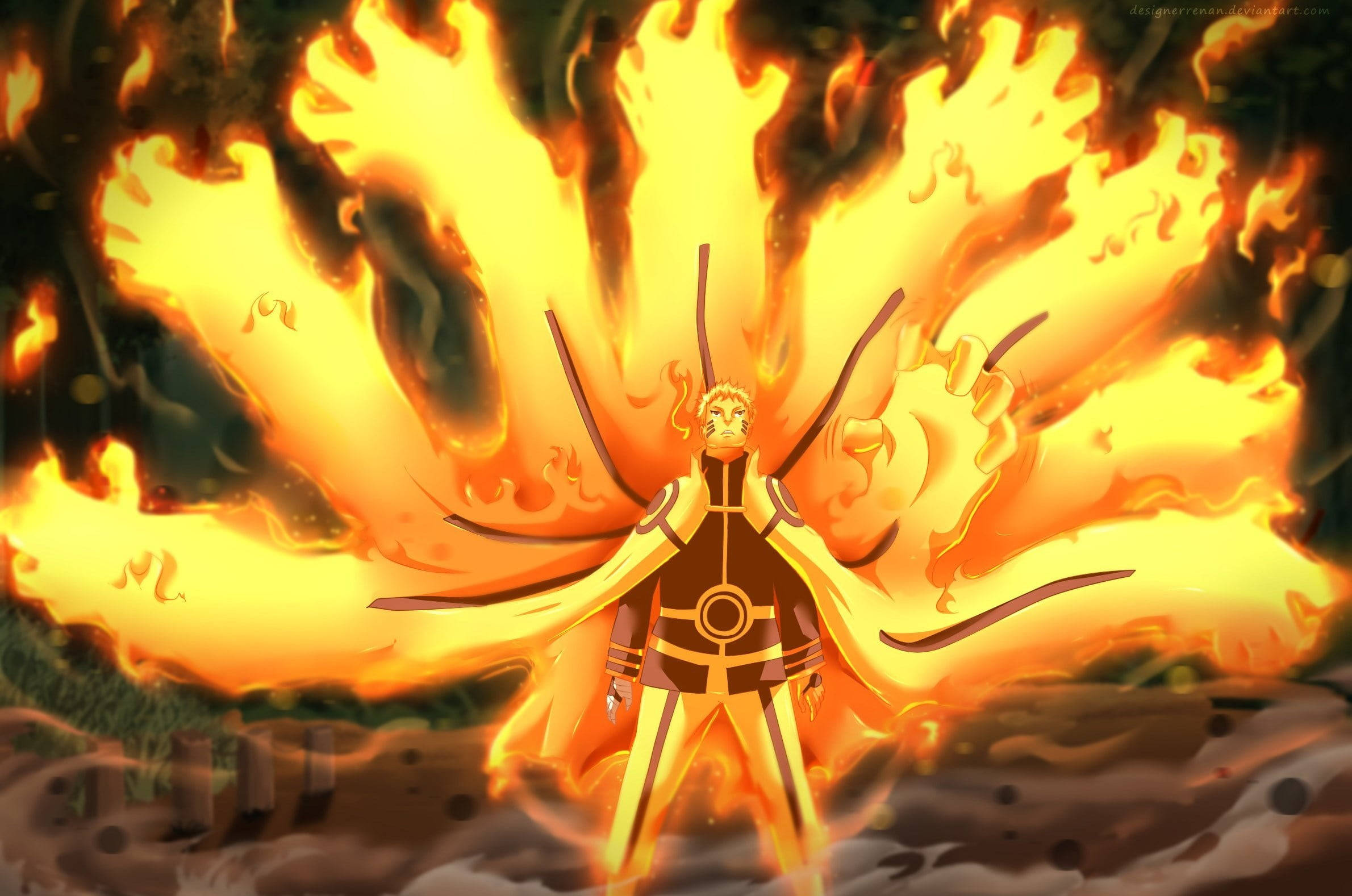 Naruto Live Flammende Armer Bakgrunner