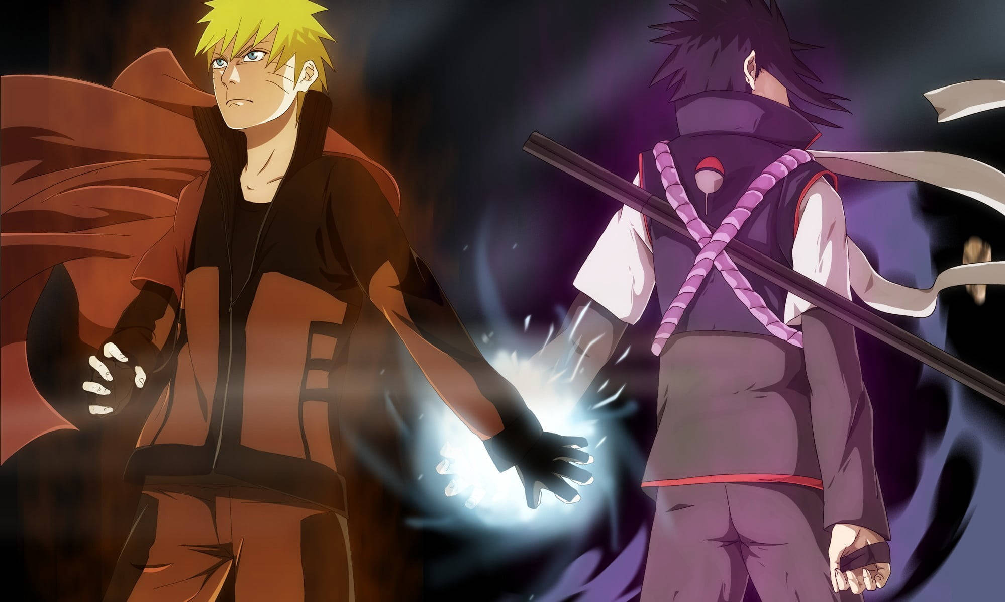 Naruto Live Sasuke Gnister Med Hendene Bakgrunner