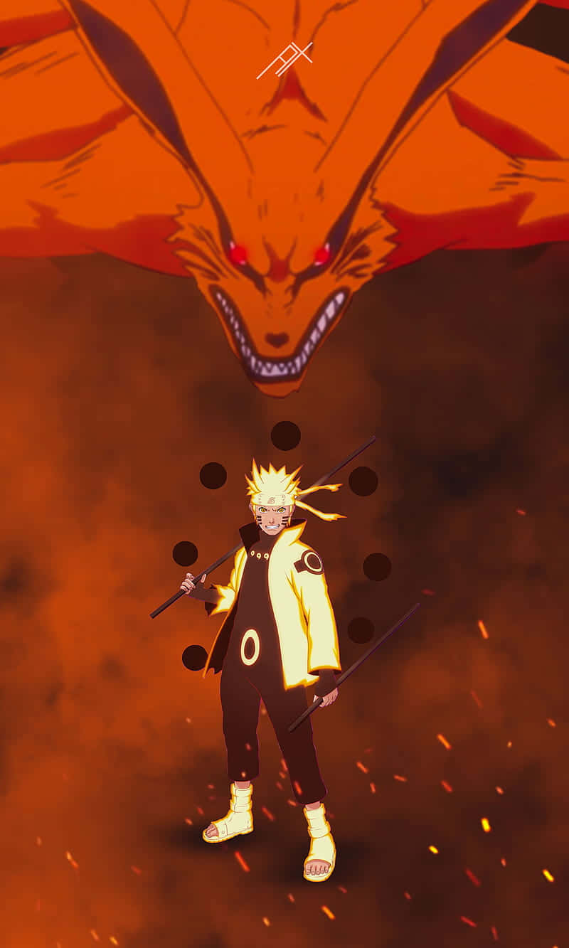 Naruto med Kurama oransje anime Bakgrunner