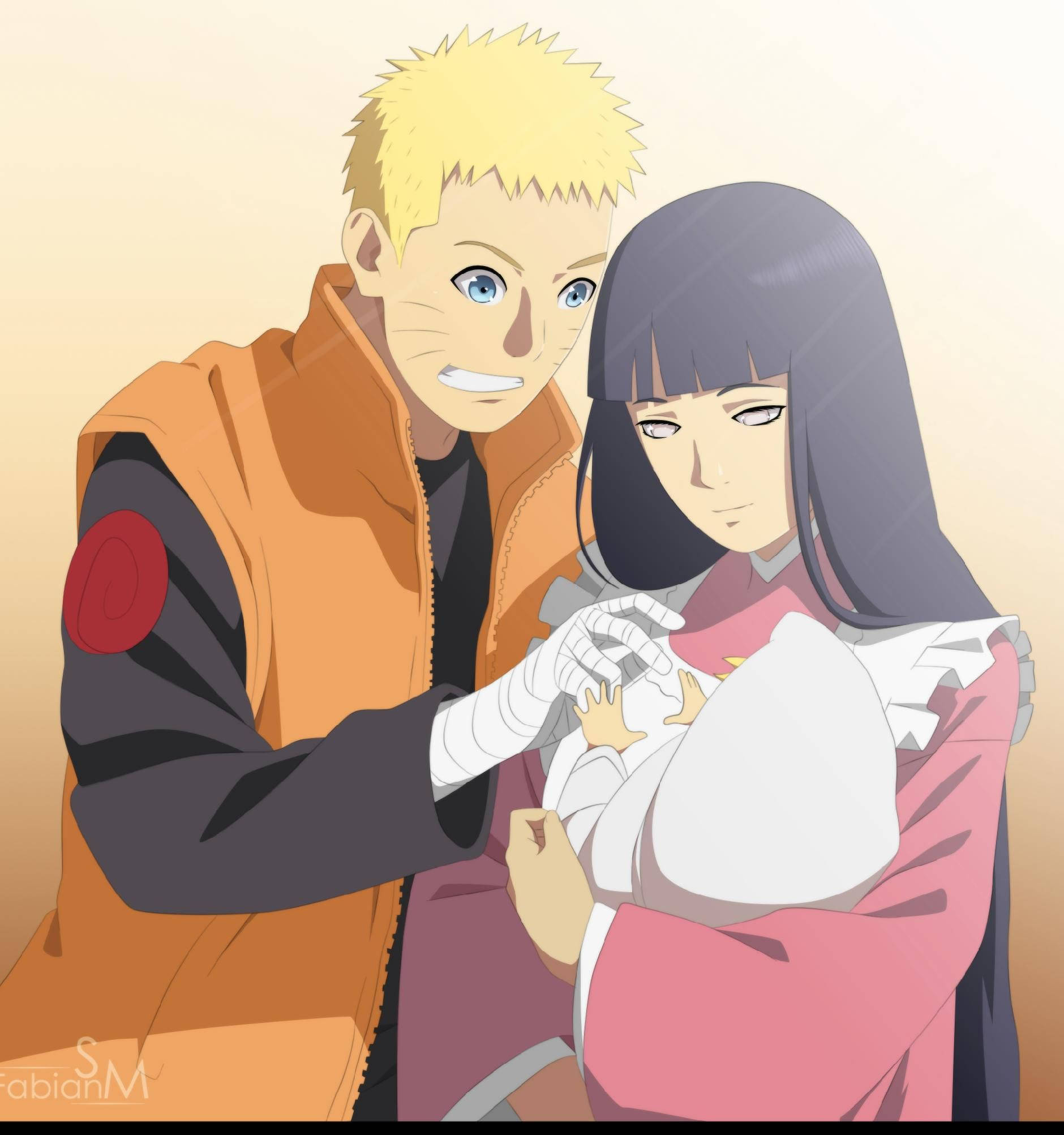Naruto og Hinata med baby Bakgrunner