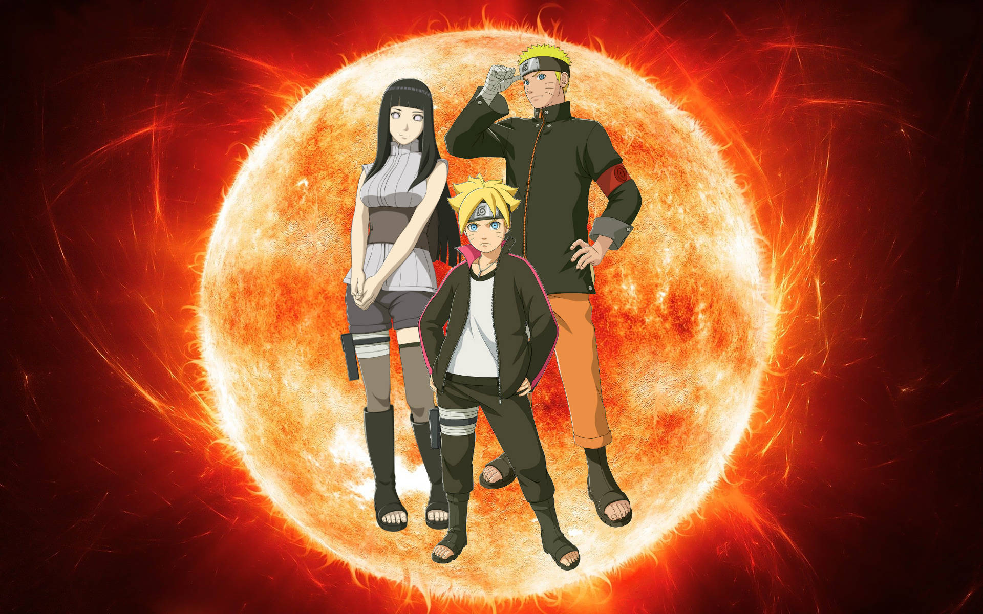 Naruto og Hinata med Boruto Bakgrunner