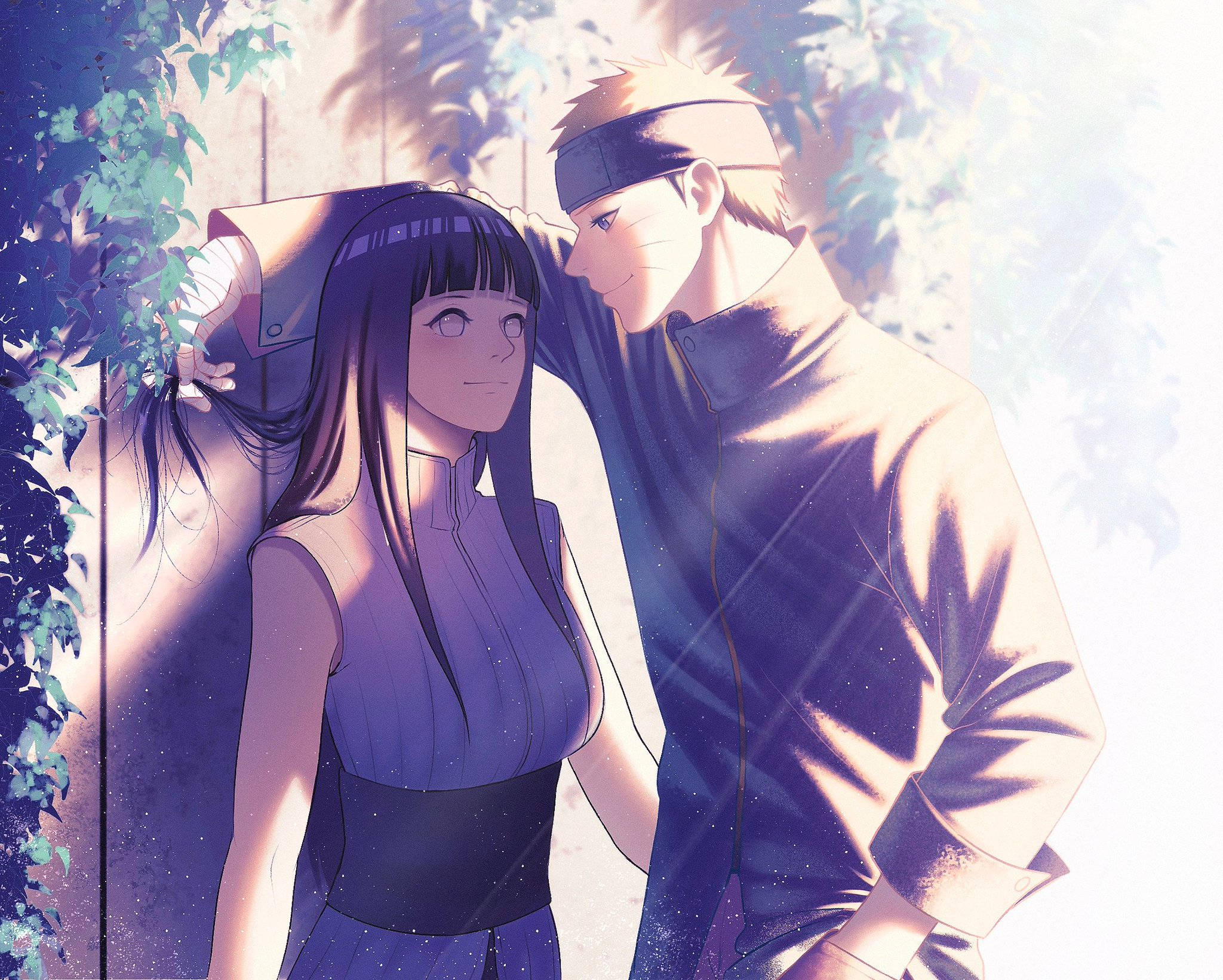 Naruto og Hinata som lener seg Bakgrunner