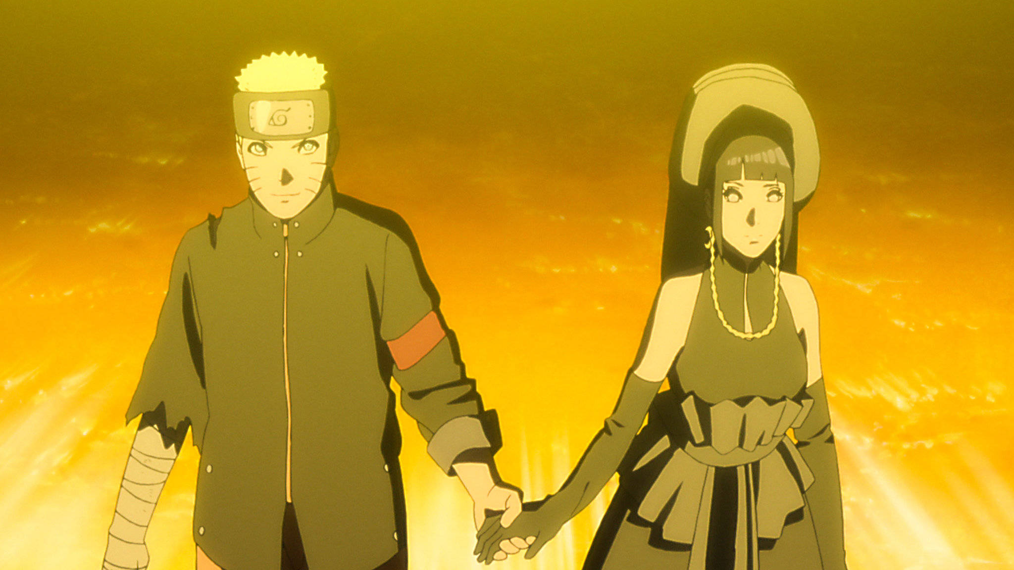 Naruto og Hinata holder hender Bakgrunner