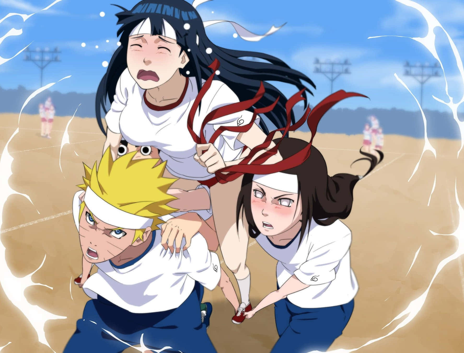 Naruto og Neji Hyuga bærer Hinata Bakgrunner