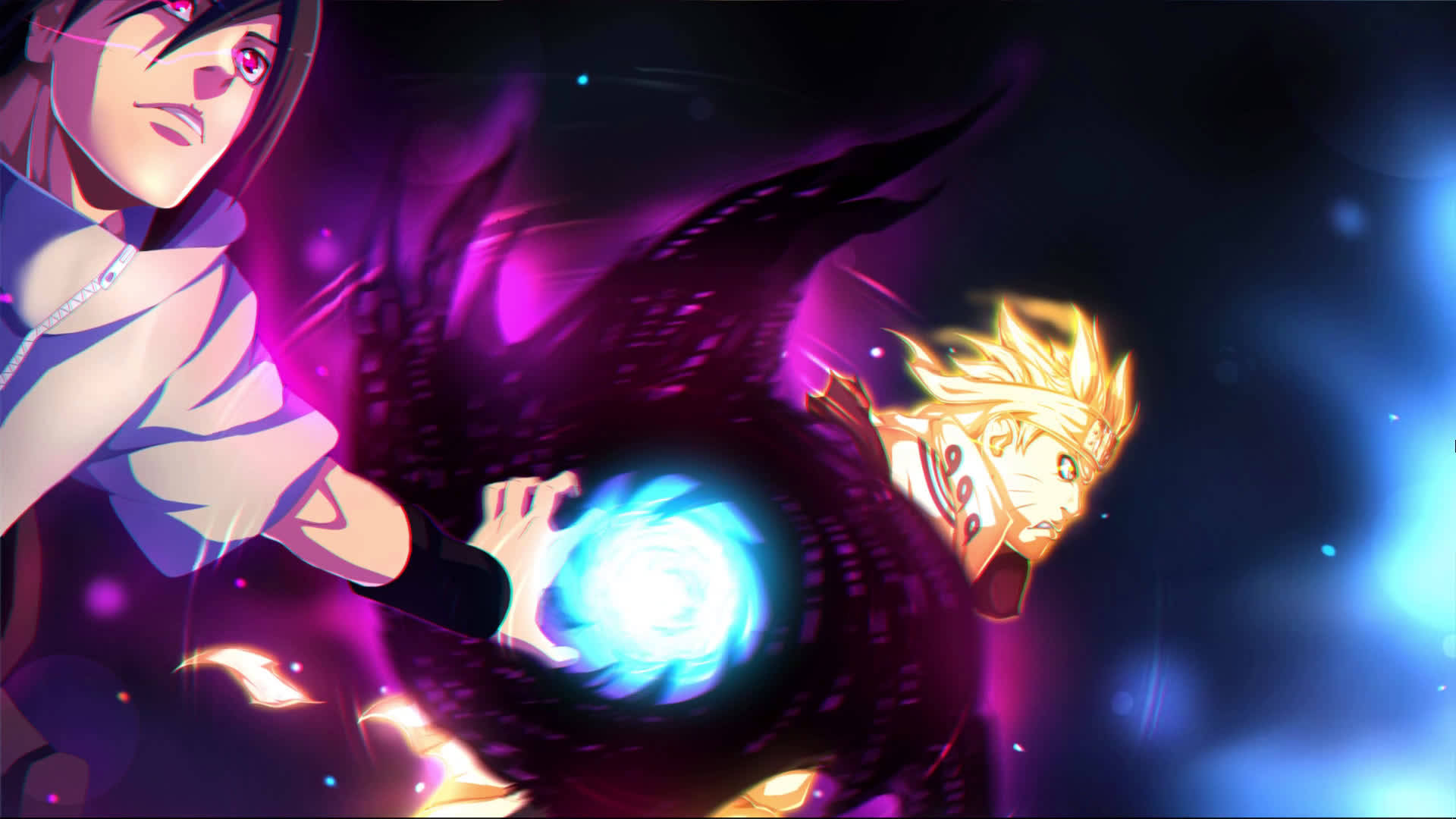 Naruto og Sasuke Amaterasu Rasen Shuriken Bakgrunner
