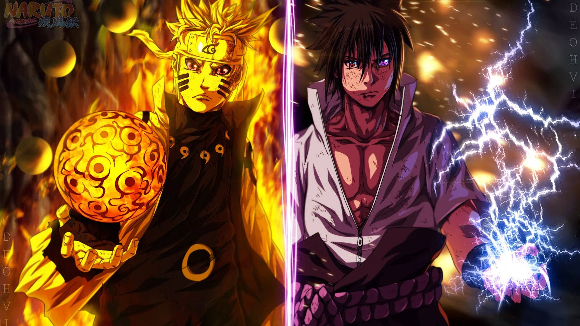 Naruto og Sasuke Ninjutsu Bakgrunner