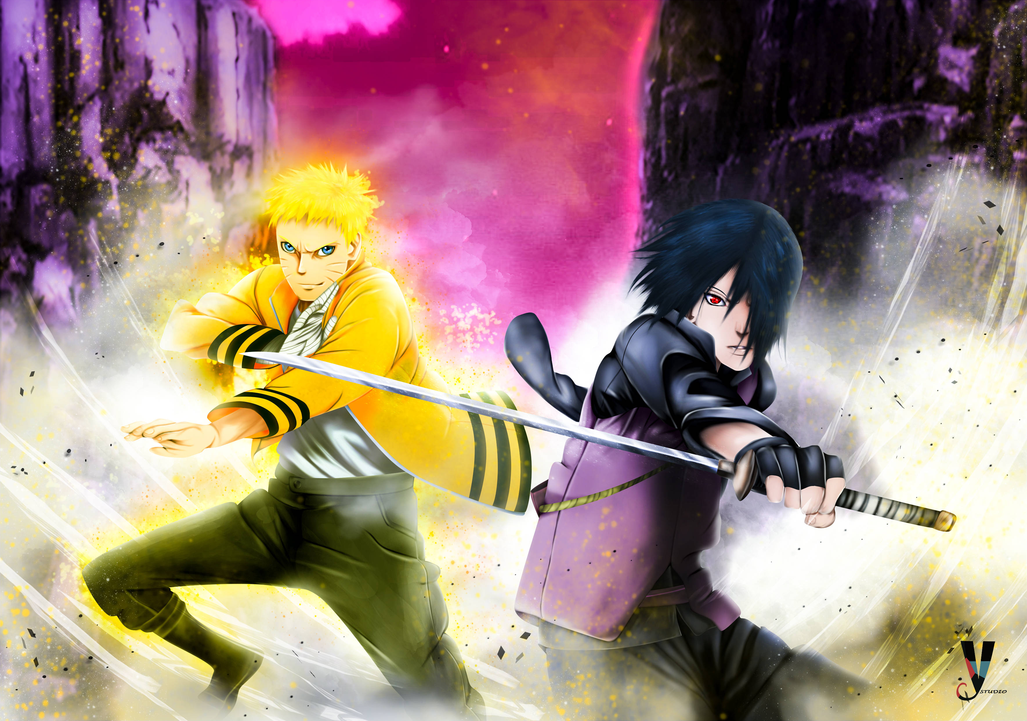 Naruto og Sasuke i Boruto Bakgrunner
