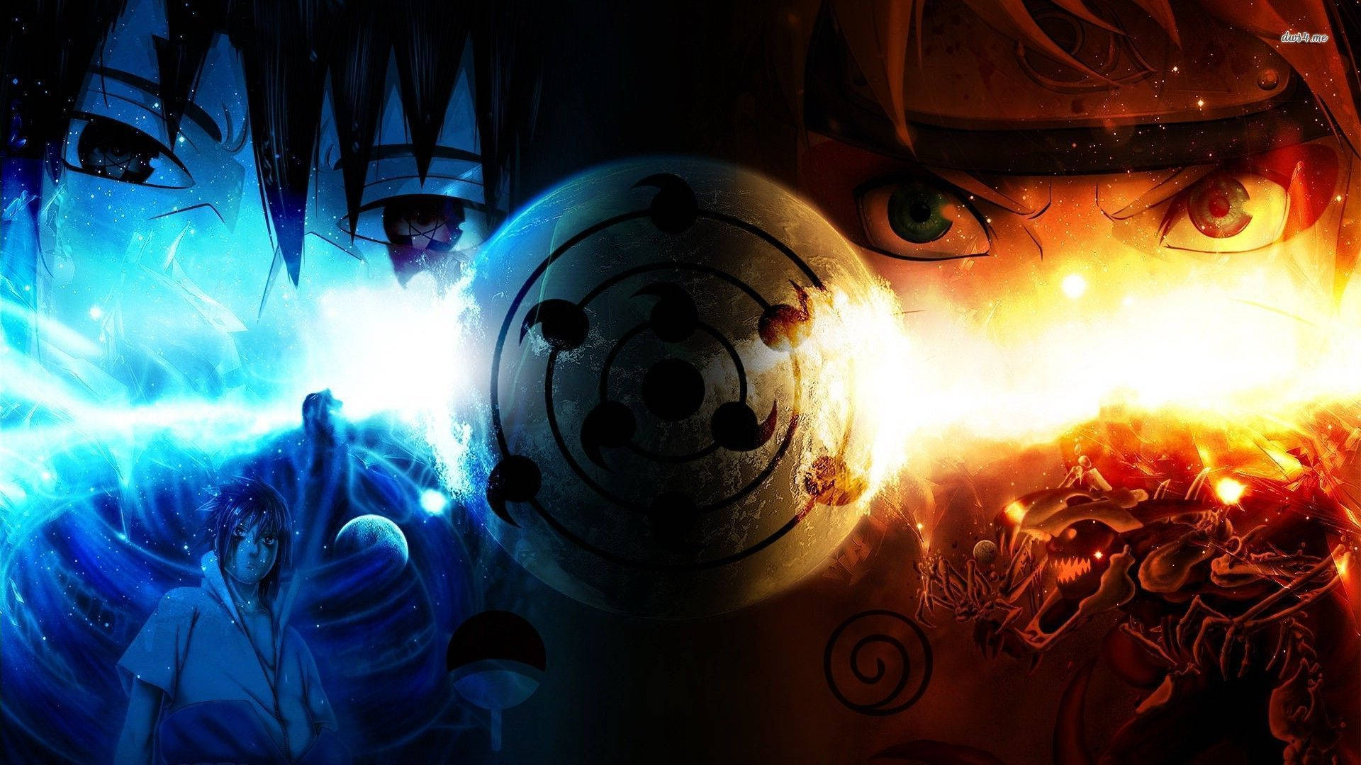 Naruto versus Sasuke rival mørk fan art bakgrunn.