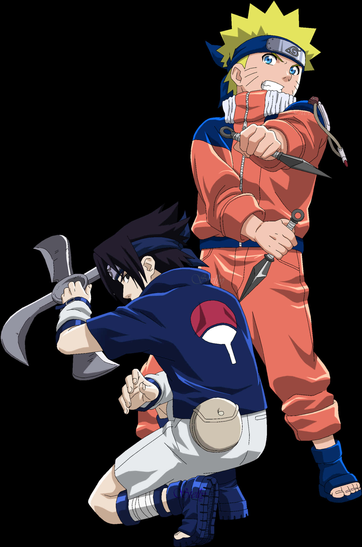 Naruto og Sasuke Klar for Kamp Bakgrunner