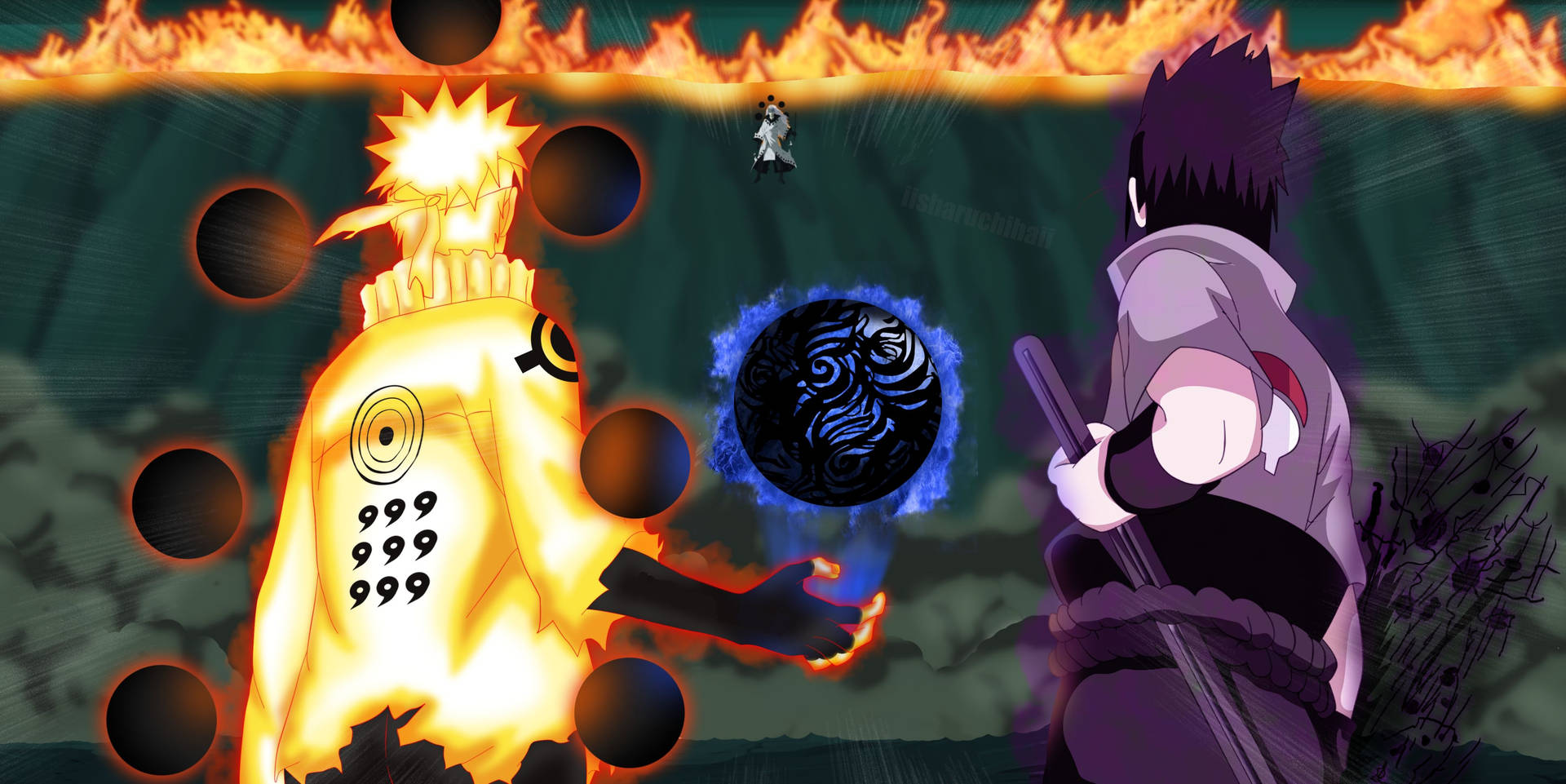 Lysende Naruto og Sasuke bakgrunn.