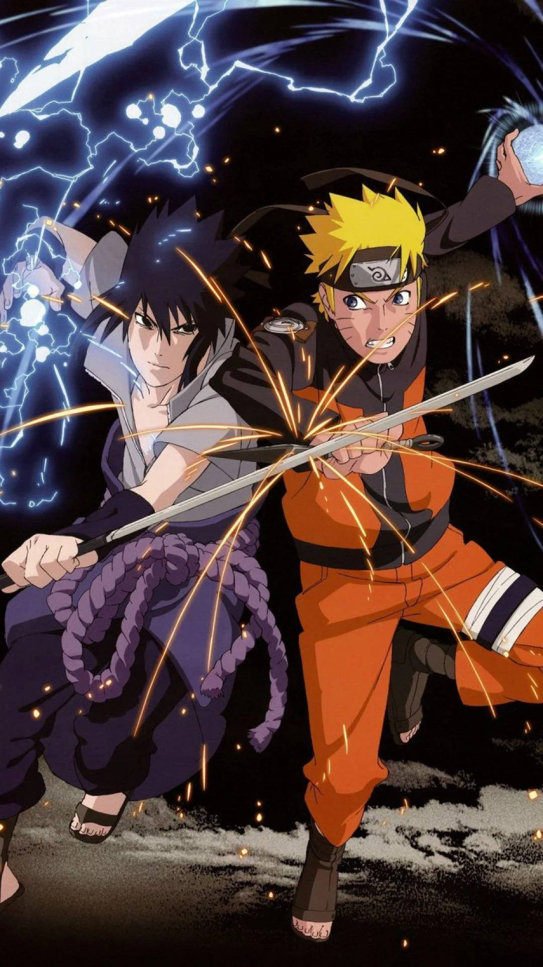 Naruto og Sasuke side om side kamp Bakgrunner