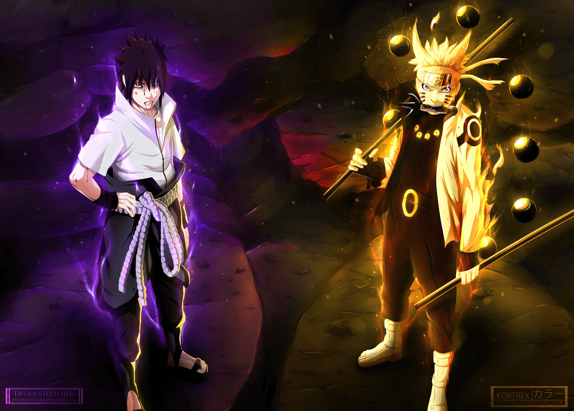 Glødende rivaler Naruto og Sasuke bakgrunnsbilde. — Kult naruto GIF Bakgrunner