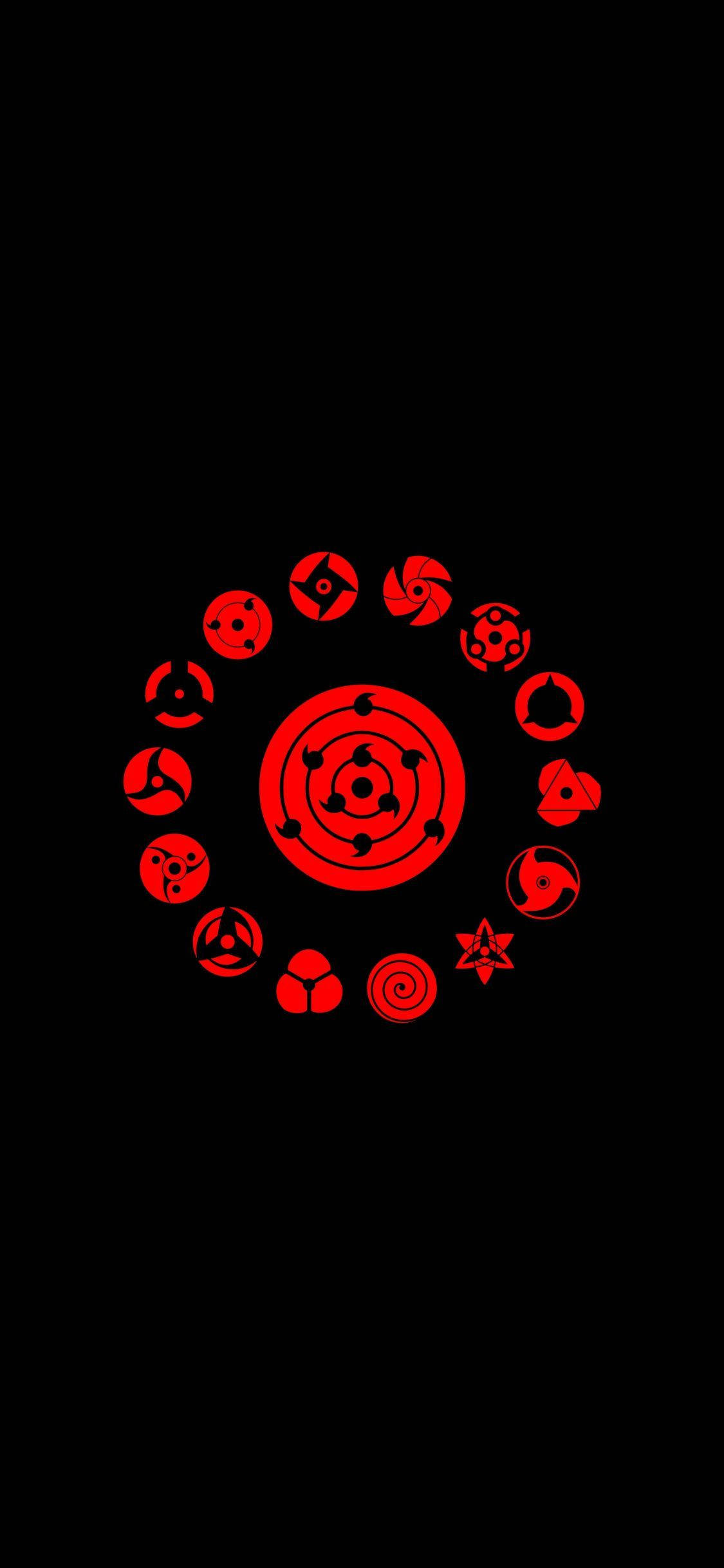 Naruto Sharingan-symboler iPhone Bakgrunner