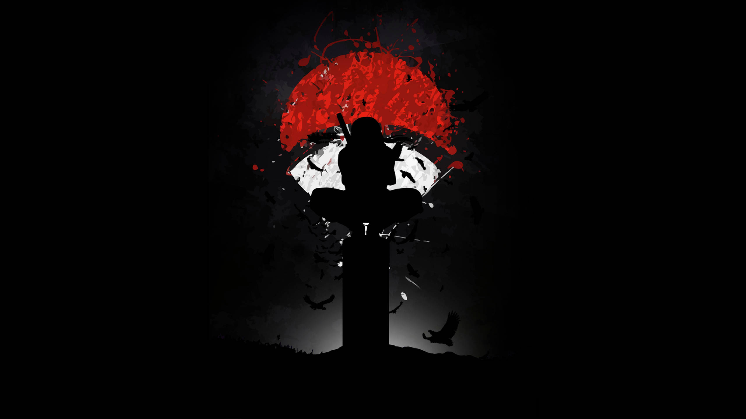 Naruto Svart Itachi Uchiha Klanens Symbol Bakgrunner