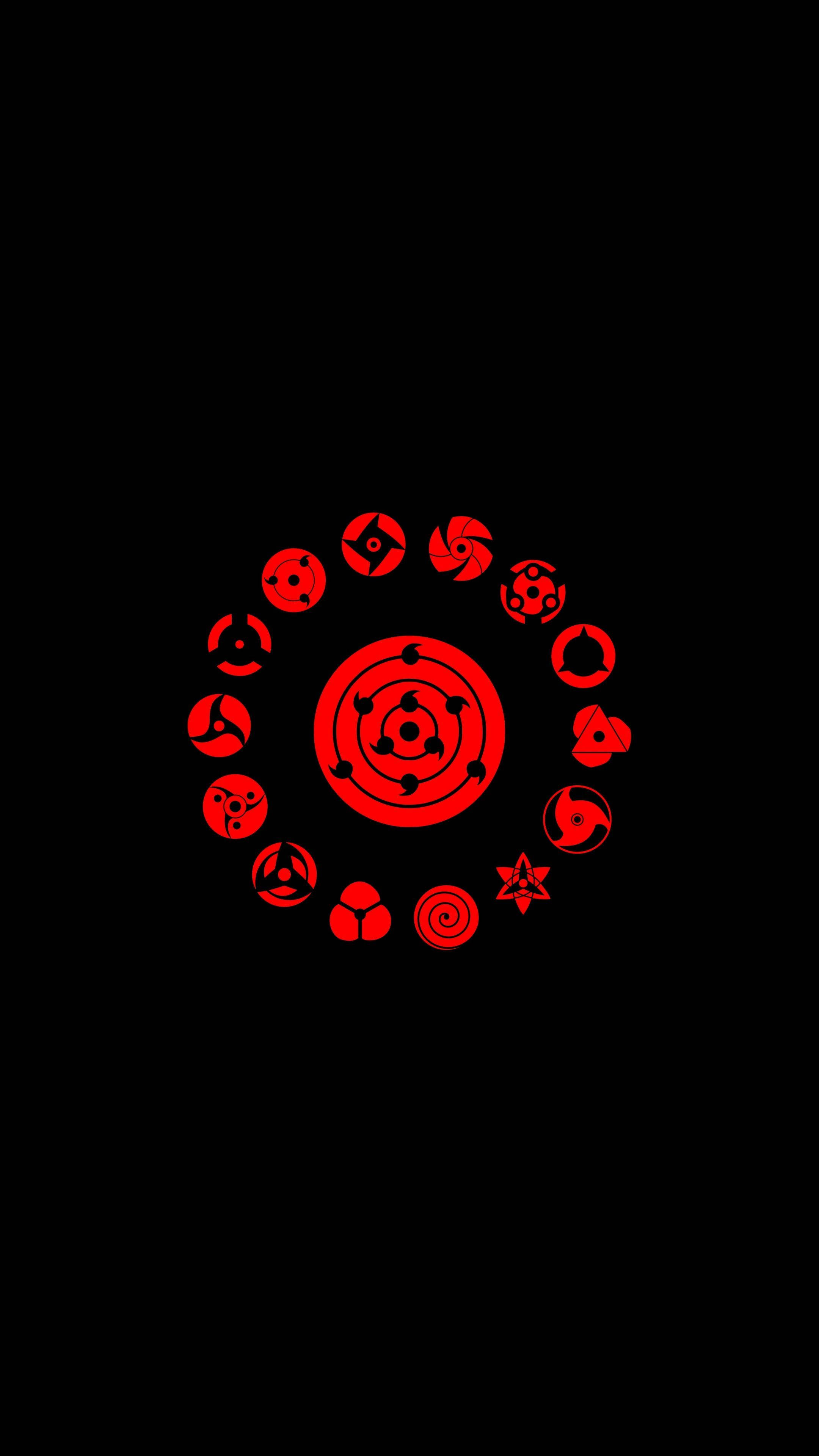 Naruto-symbol svart rød Bakgrunner